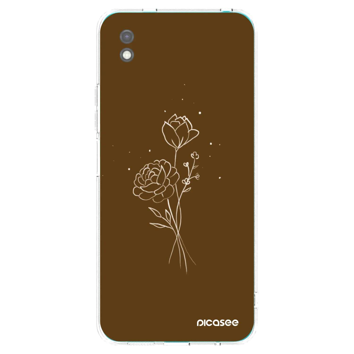 Picasee Xiaomi Redmi 9A Hülle - Schwarzes Silikon - Brown flowers