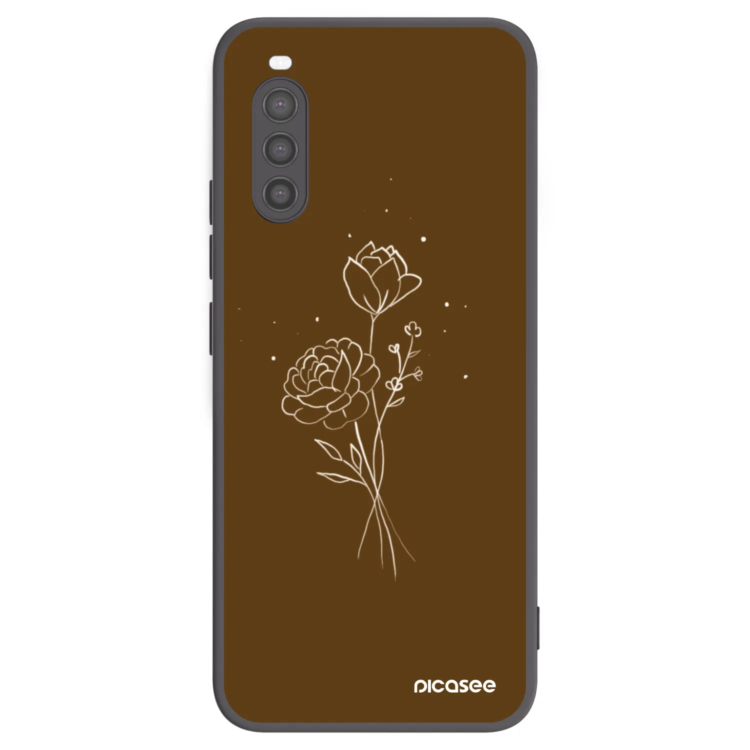 Picasee Sony Xperia 10 II Hülle - Schwarzes Silikon - Brown flowers