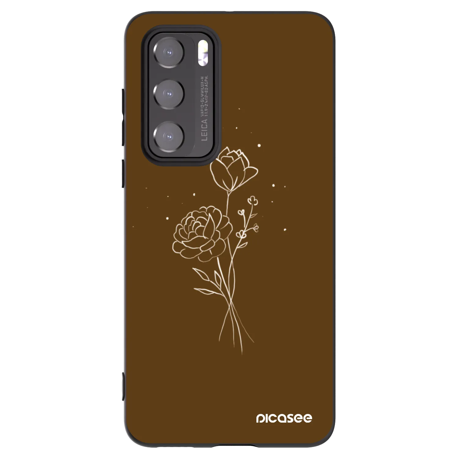 Picasee Huawei P40 Hülle - Schwarzes Silikon - Brown flowers