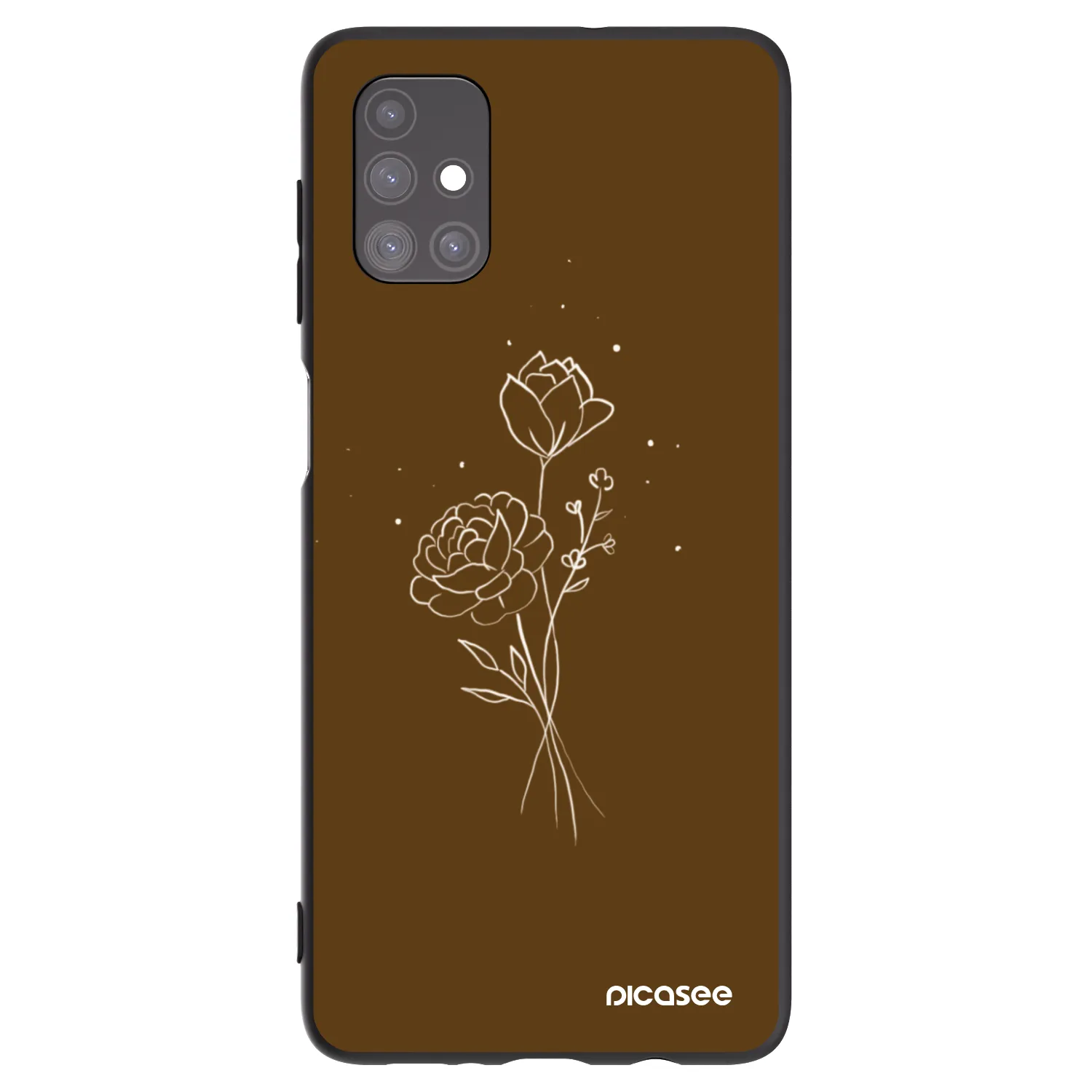 Picasee Samsung Galaxy M51 M515F Hülle - Schwarzes Silikon - Brown flowers