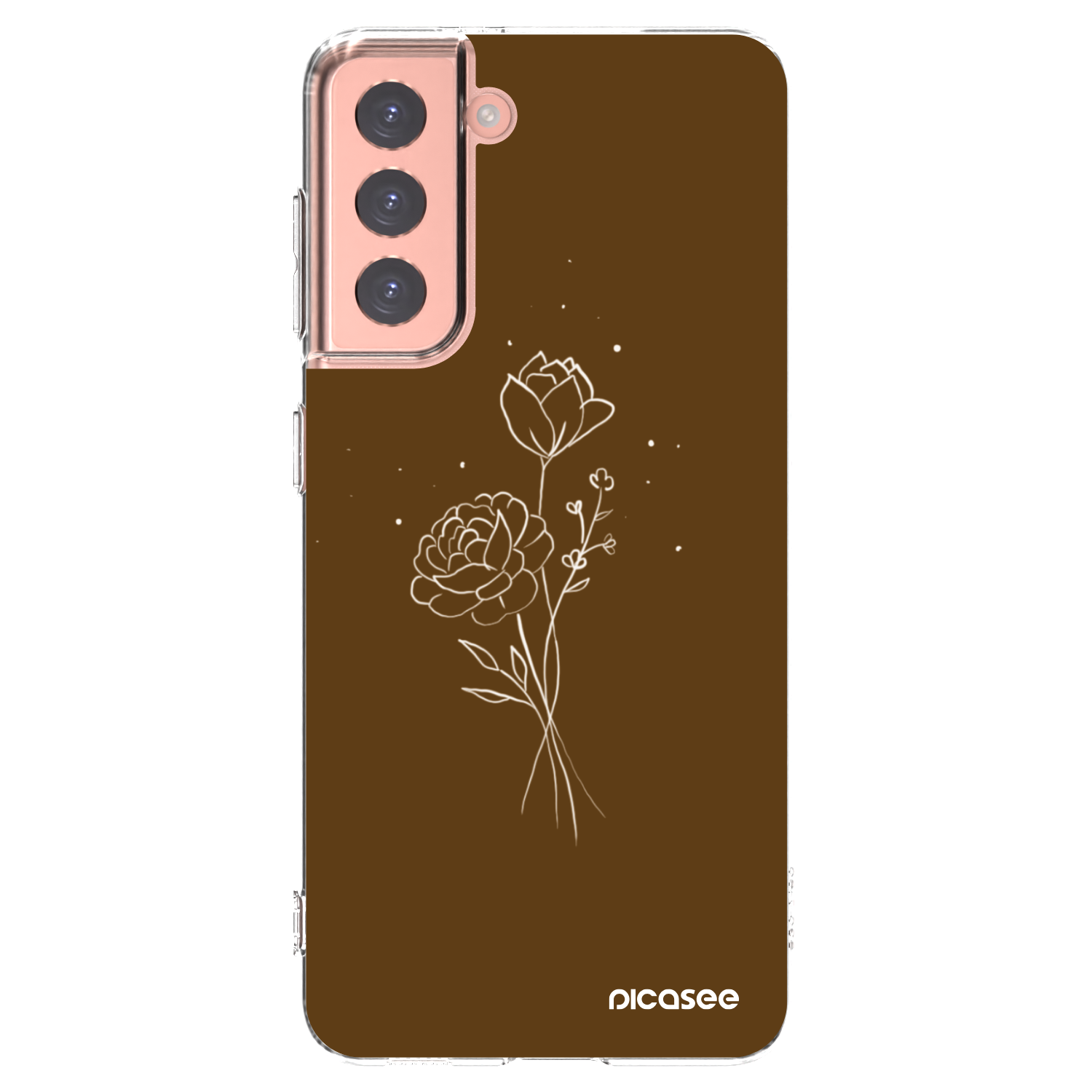 Picasee Samsung Galaxy S21 5G G991B Hülle - Transparentes Silikon - Brown flowers