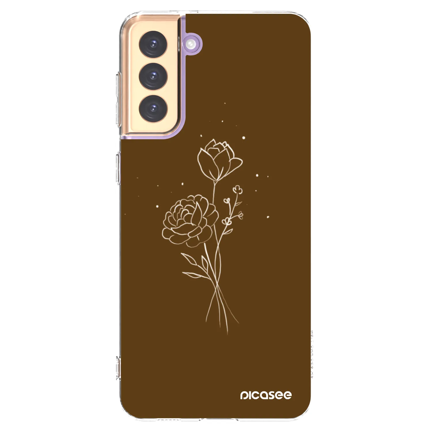 Picasee Samsung Galaxy S21+ 5G G996F Hülle - Transparentes Silikon - Brown flowers