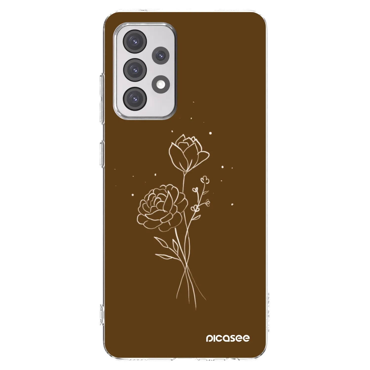 Picasee Samsung Galaxy A52 5G A525F Hülle - Transparentes Silikon - Brown flowers