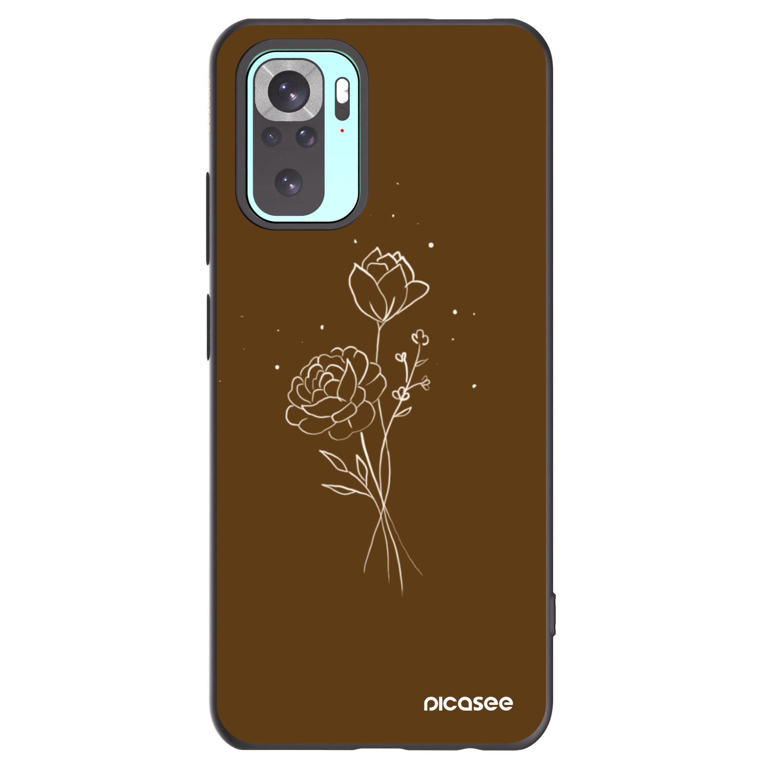 Picasee Xiaomi Redmi Note 10 Pro Hülle - Schwarzes Silikon - Brown flowers