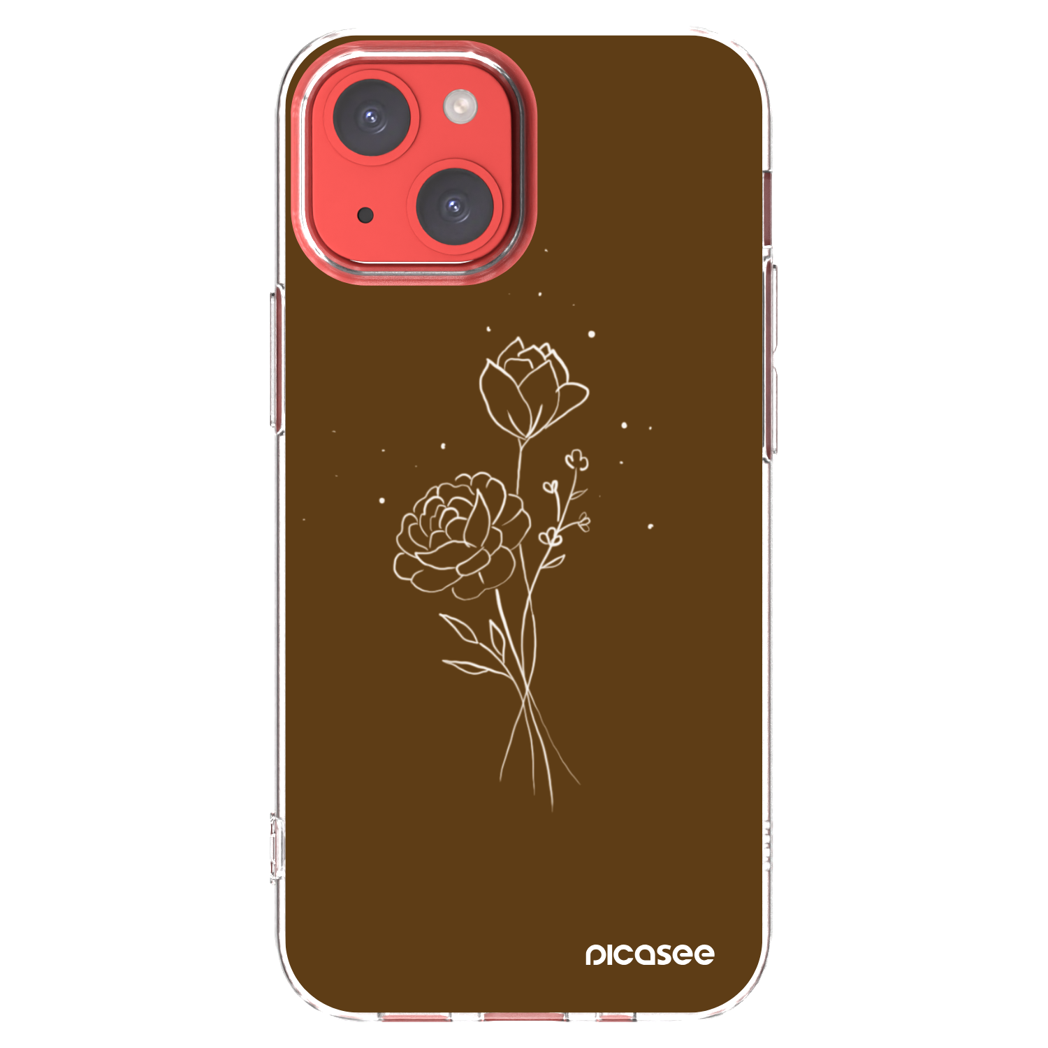 Picasee Apple iPhone 13 mini Hülle - Transparentes Silikon - Brown flowers