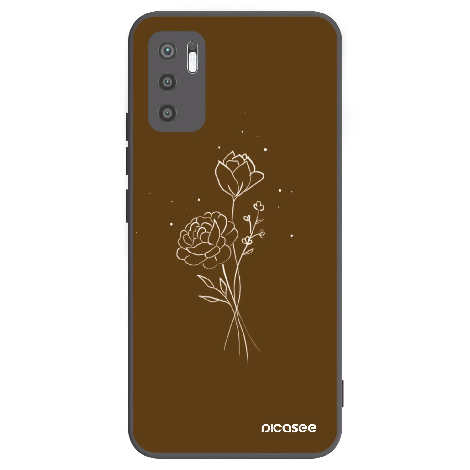 Picasee Xiaomi Redmi Note 10 5G Hülle - Schwarzes Silikon - Brown flowers
