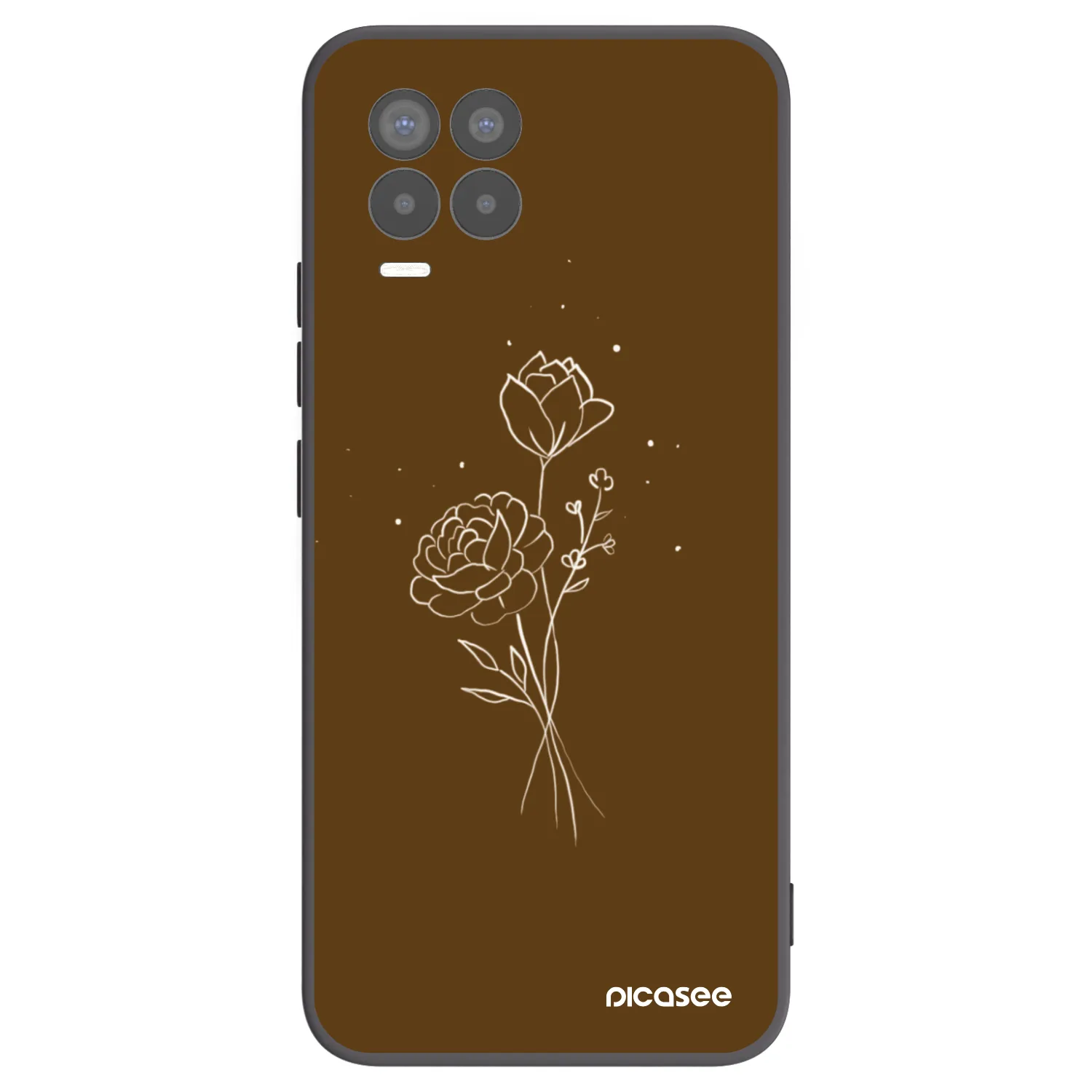 Picasee Realme 8 Pro Hülle - Schwarzes Silikon - Brown flowers