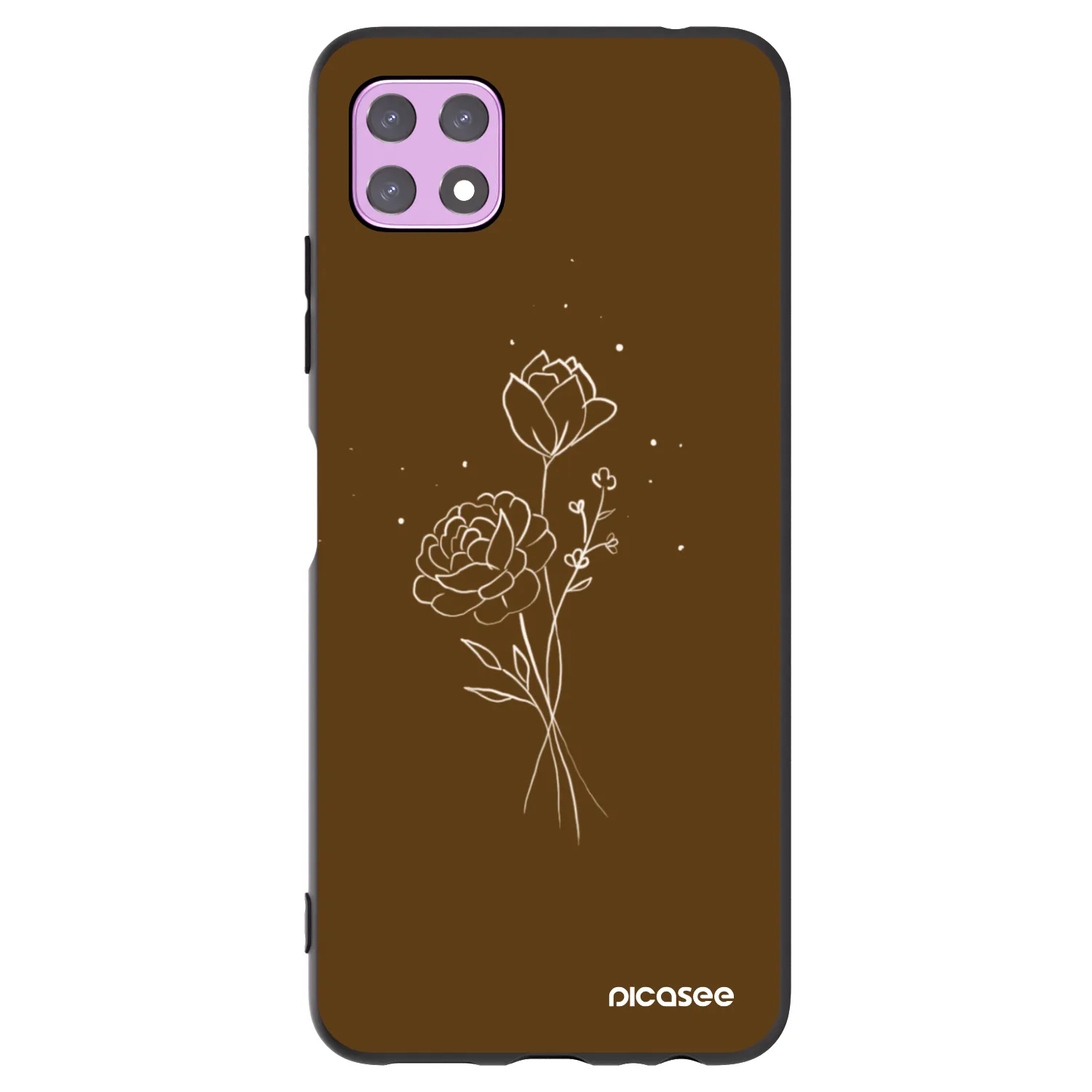 Picasee Samsung Galaxy A22 A226B 5G Hülle - Schwarzes Silikon - Brown flowers