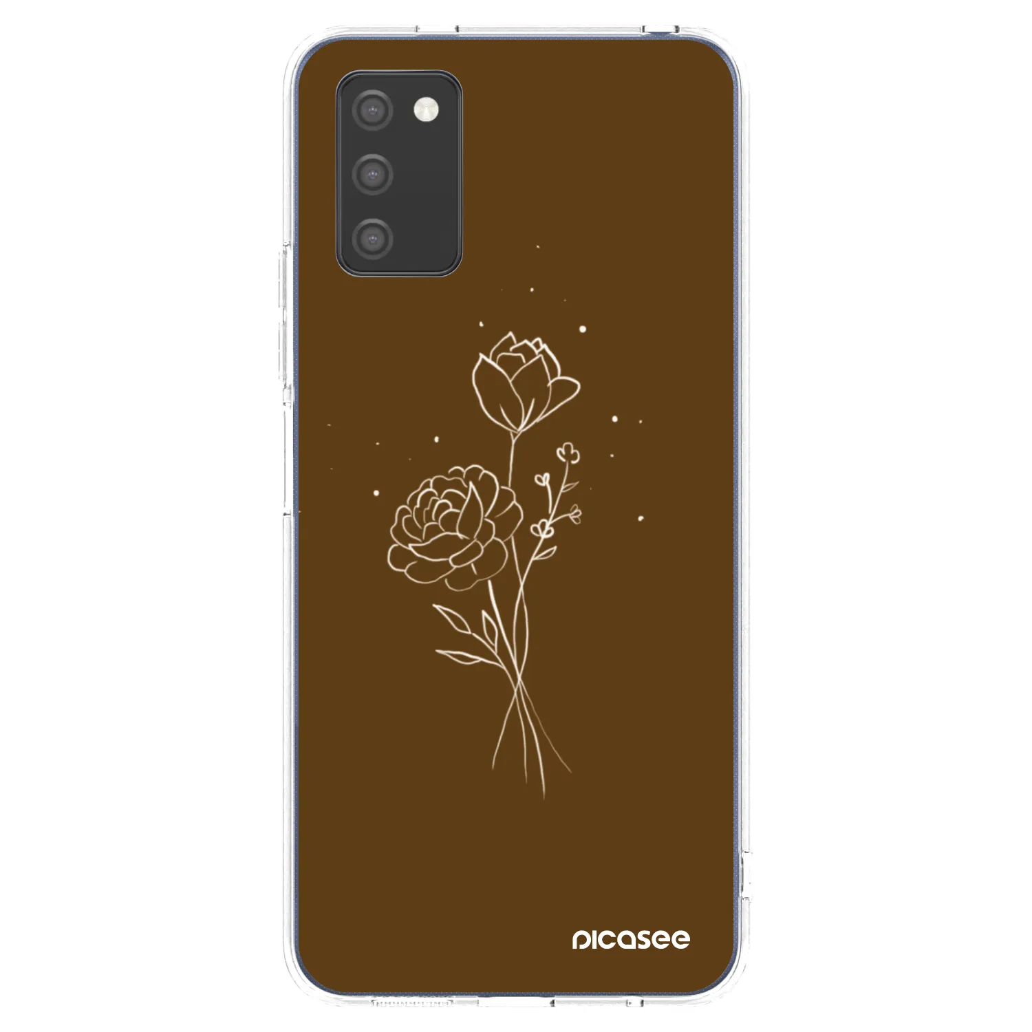 Picasee Samsung Galaxy A02s A025G Hülle - Transparentes Silikon - Brown flowers