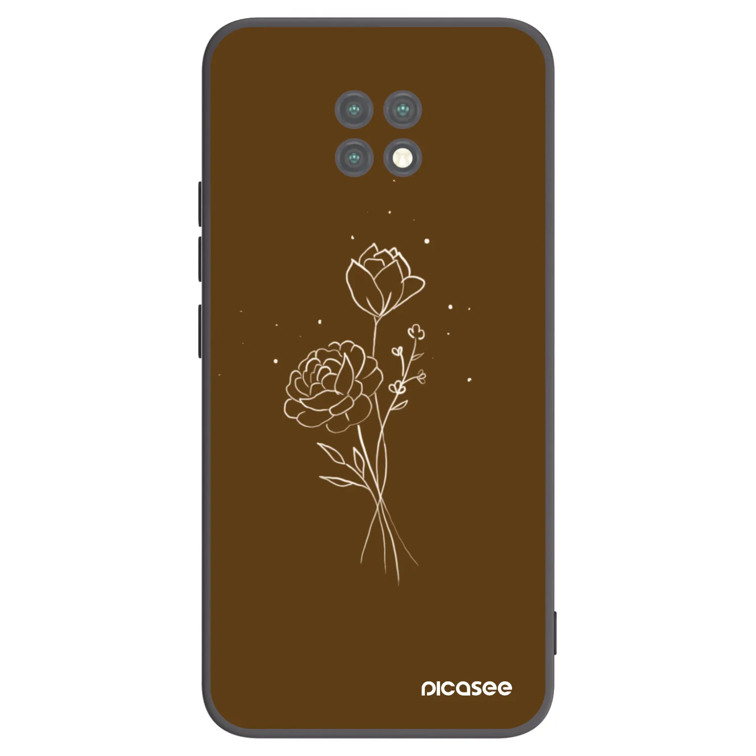 Picasee Xiaomi Redmi Note 9T Hülle - Schwarzes Silikon - Brown flowers