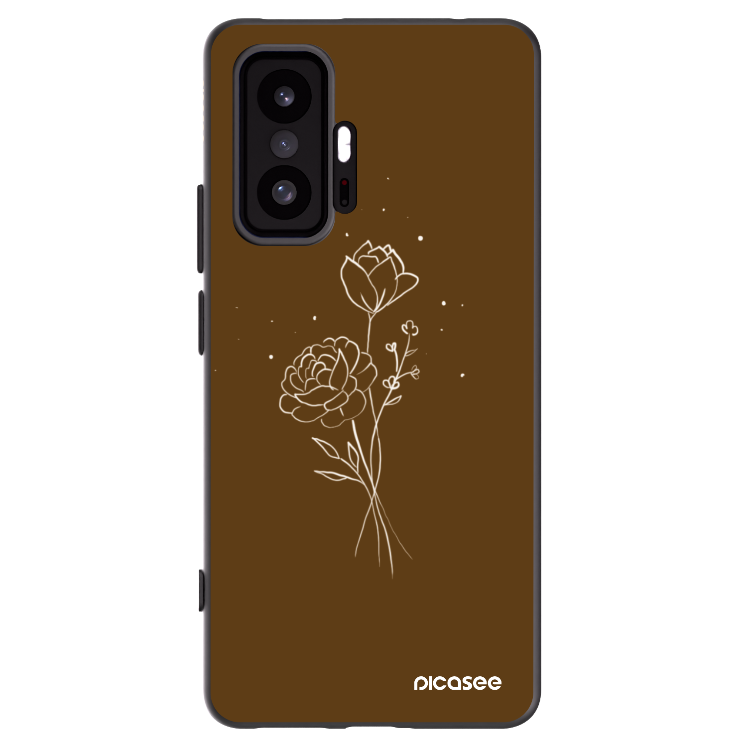 Picasee Xiaomi 11T Pro Hülle - Schwarzes Silikon - Brown flowers