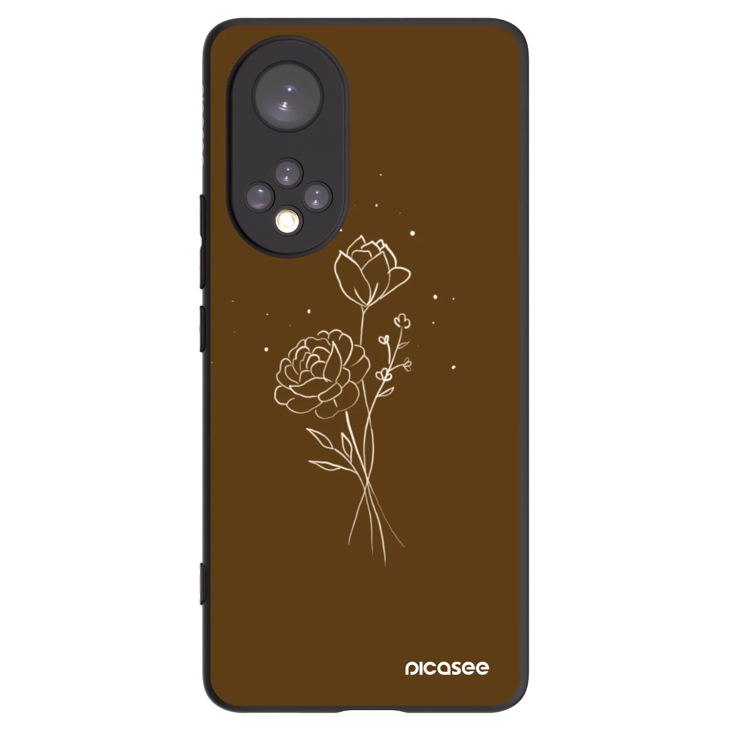 Picasee Honor 50 5G Hülle - Schwarzes Silikon - Brown flowers