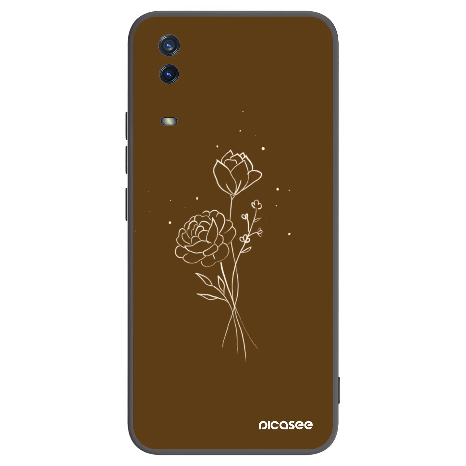 Picasee Vivo Y11s Hülle - Schwarzes Silikon - Brown flowers