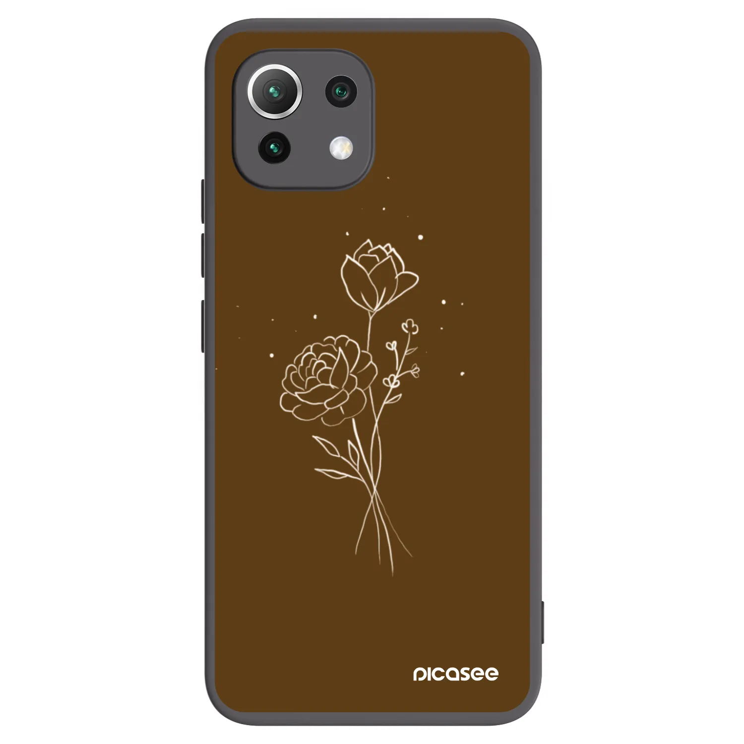 Picasee Xiaomi 11 Lite 5G NE Hülle - Schwarzes Silikon - Brown flowers