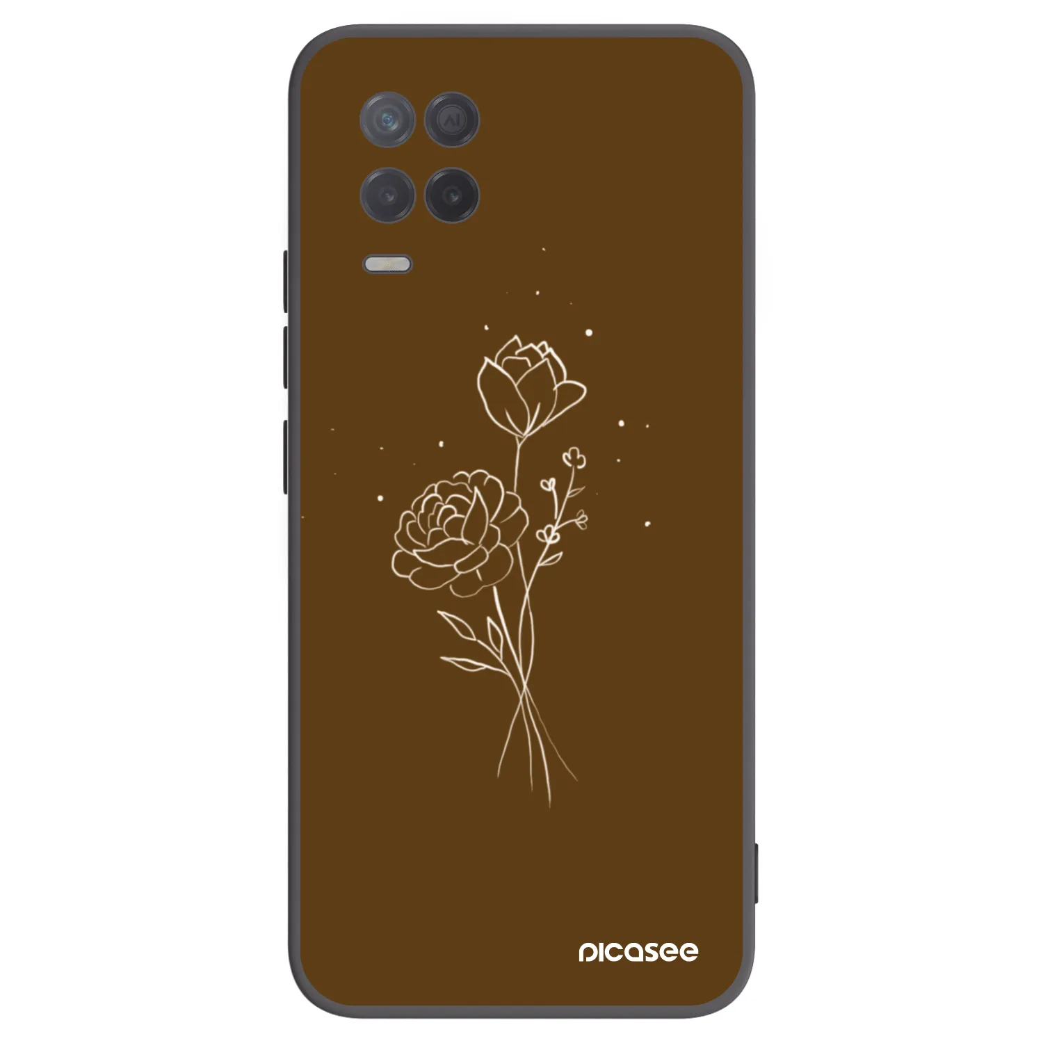Picasee Realme 8 5G Hülle - Schwarzes Silikon - Brown flowers