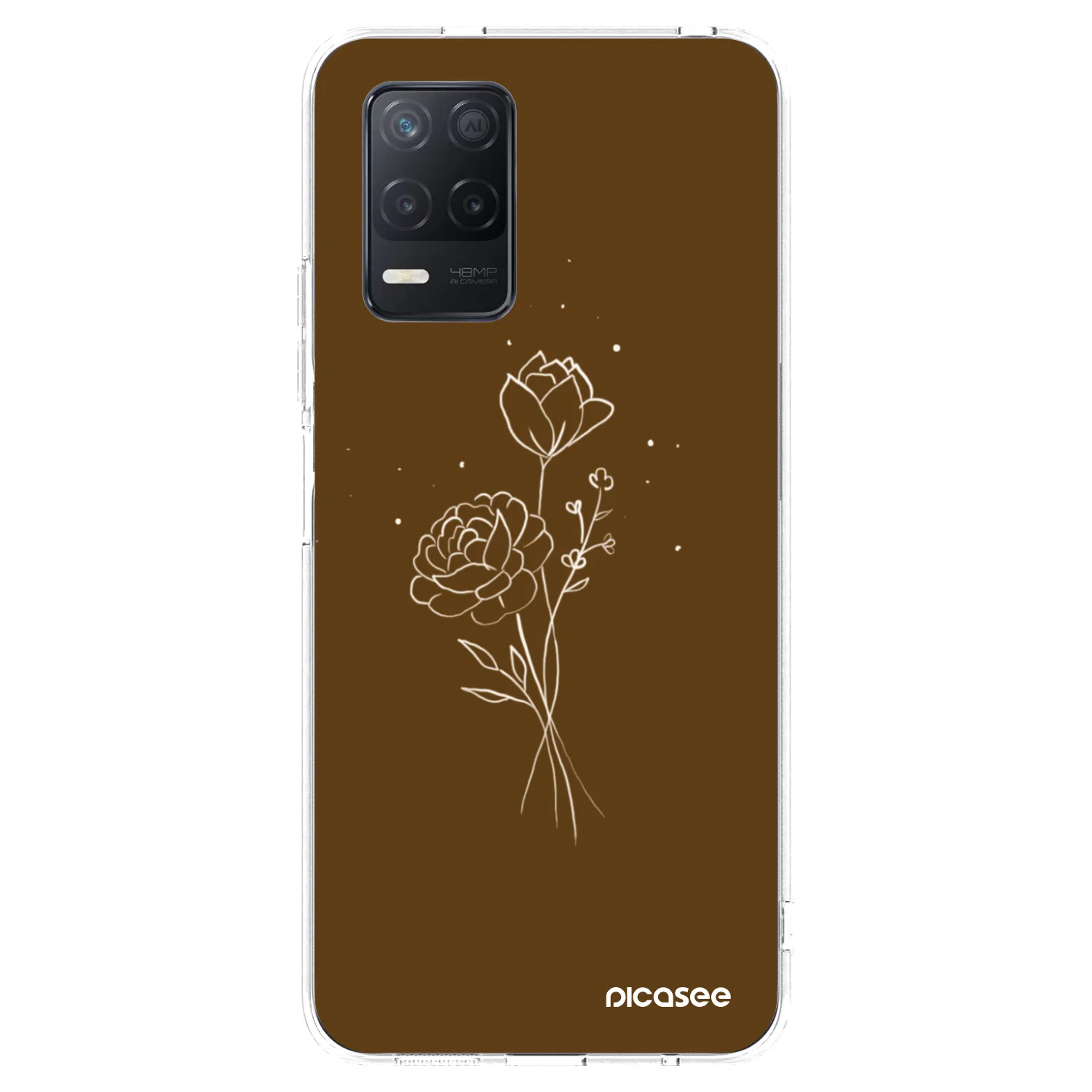 Picasee Realme 8 5G Hülle - Transparentes Silikon - Brown flowers