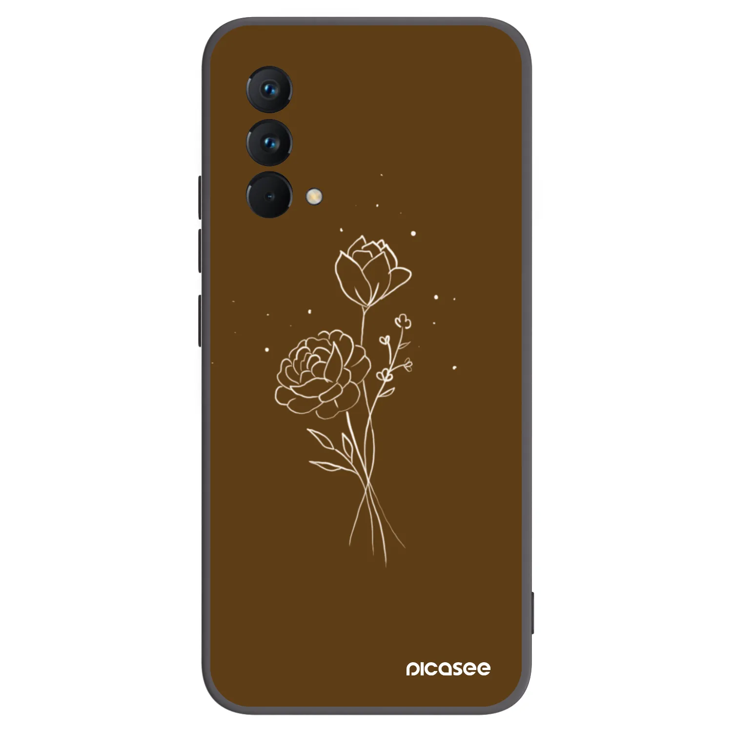 Picasee Realme GT Master Edition 5G Hülle - Schwarzes Silikon - Brown flowers