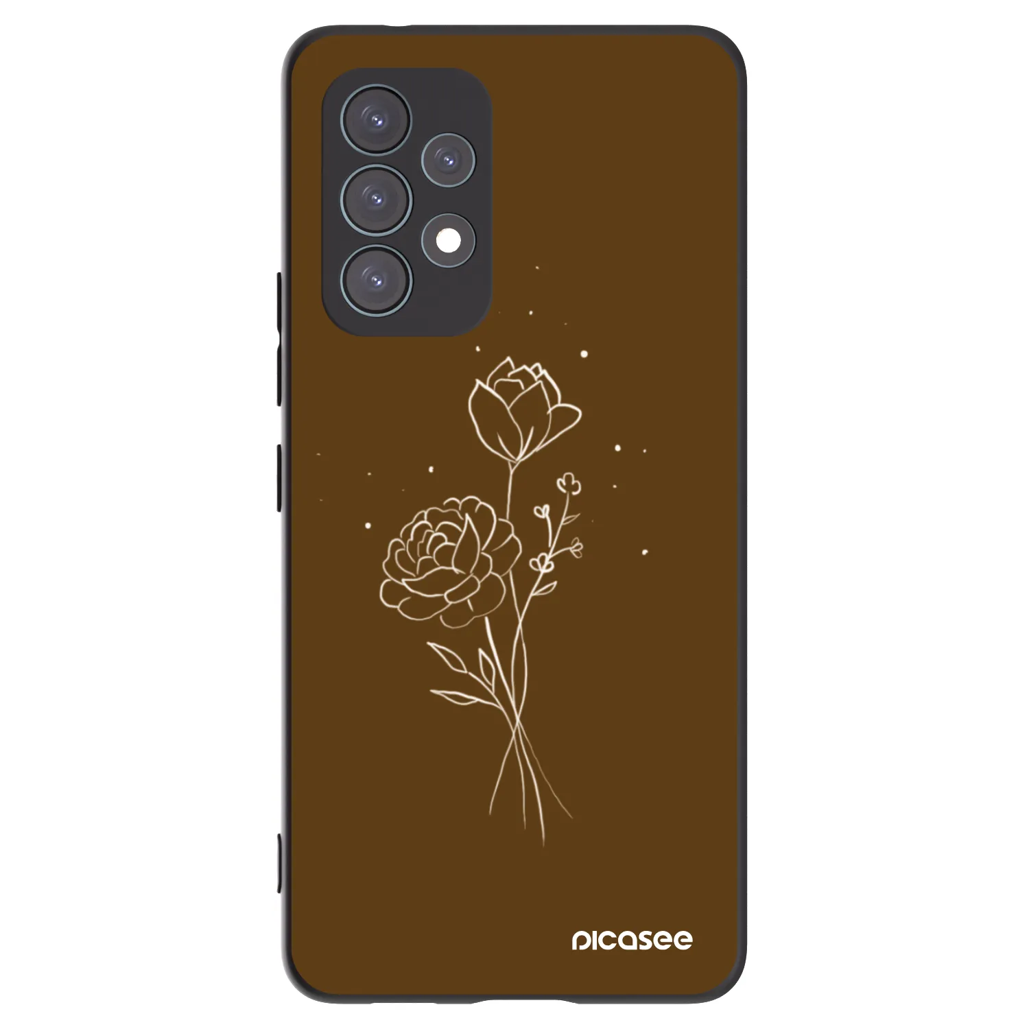 Picasee Samsung Galaxy A53 5G A536 Hülle - Schwarzes Silikon - Brown flowers
