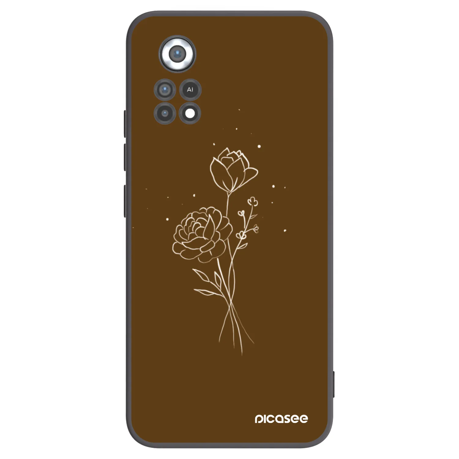 Picasee Xiaomi Poco X4 Pro 5G Hülle - Schwarzes Silikon - Brown flowers