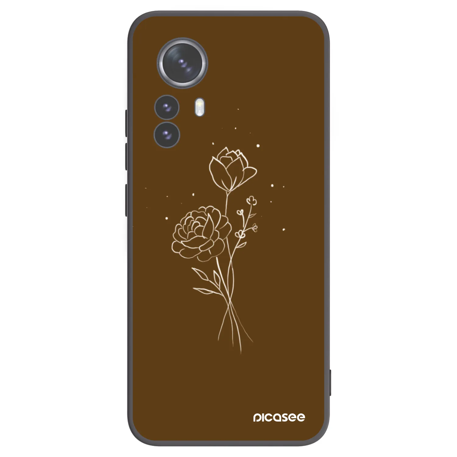 Picasee Xiaomi 12 Pro Hülle - Schwarzes Silikon - Brown flowers