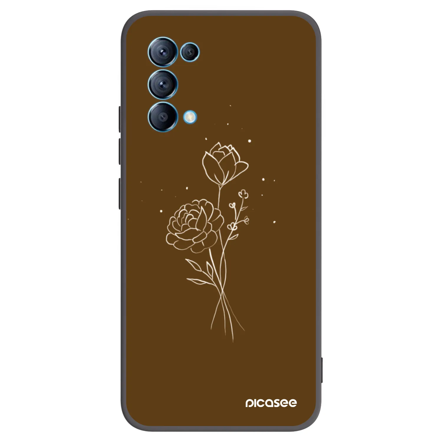 Picasee OPPO Reno 5 5G Hülle - Schwarzes Silikon - Brown flowers