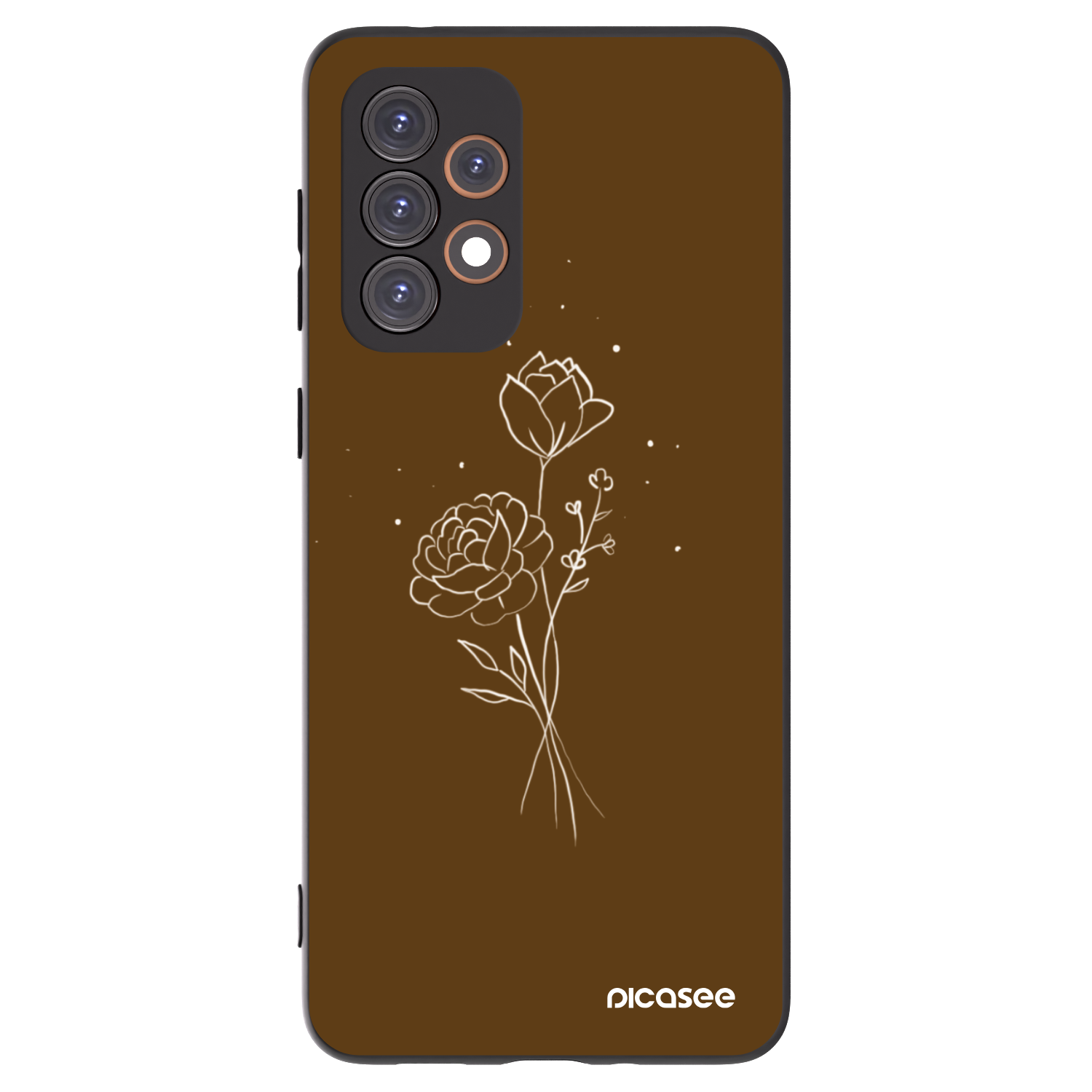 Picasee Samsung Galaxy A33 5G A336 Hülle - Schwarzes Silikon - Brown flowers