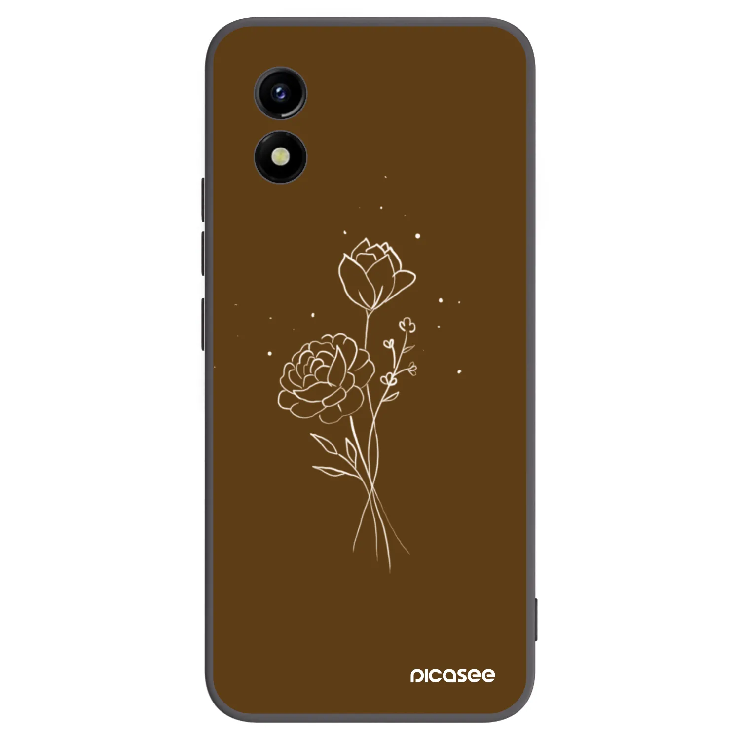 Picasee Vivo Y01 Hülle - Schwarzes Silikon - Brown flowers