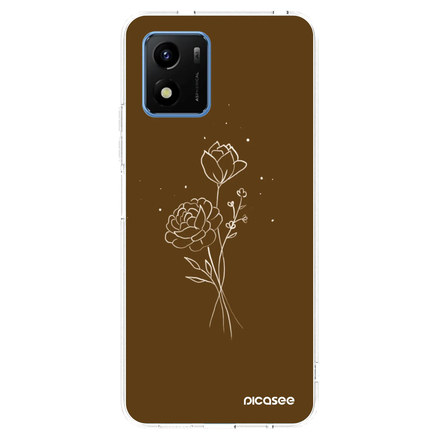 Picasee Vivo Y01 Hülle - Transparentes Silikon - Brown flowers