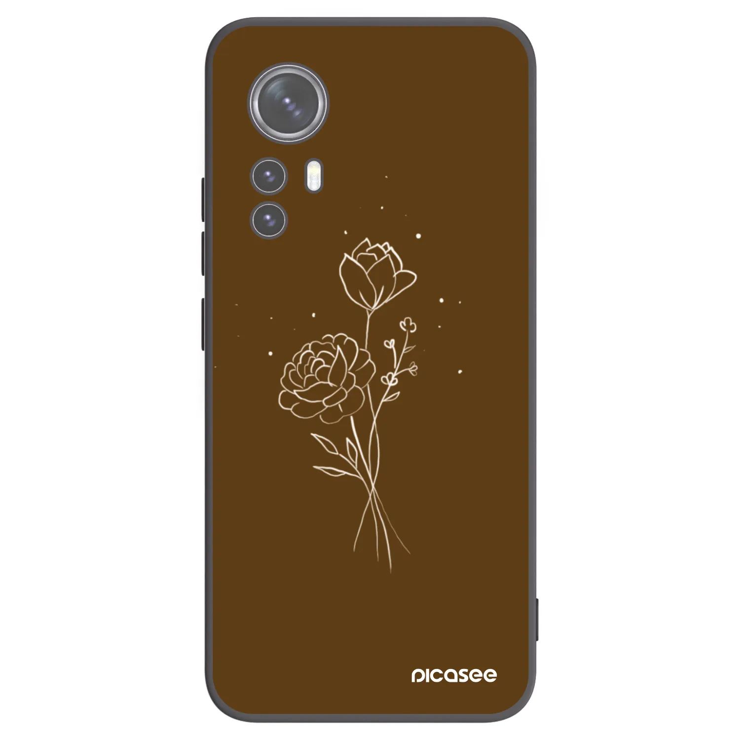 Picasee Xiaomi 12X Hülle - Schwarzes Silikon - Brown flowers