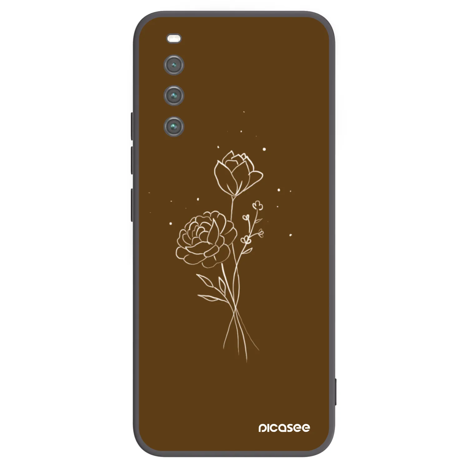 Picasee Sony Xperia 10 IV 5G Hülle - Schwarzes Silikon - Brown flowers