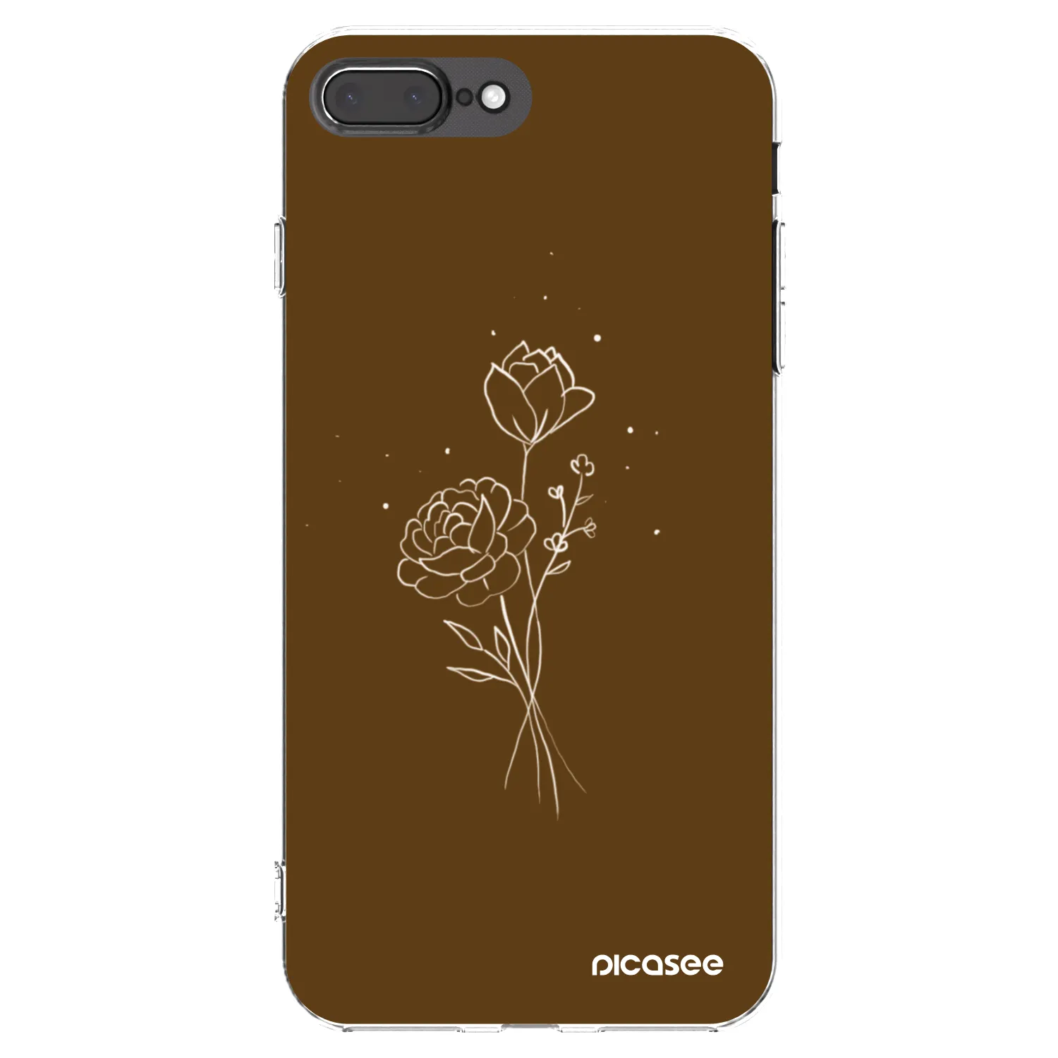 Picasee Apple iPhone 8 Plus Hülle - Transparentes Silikon - Brown flowers