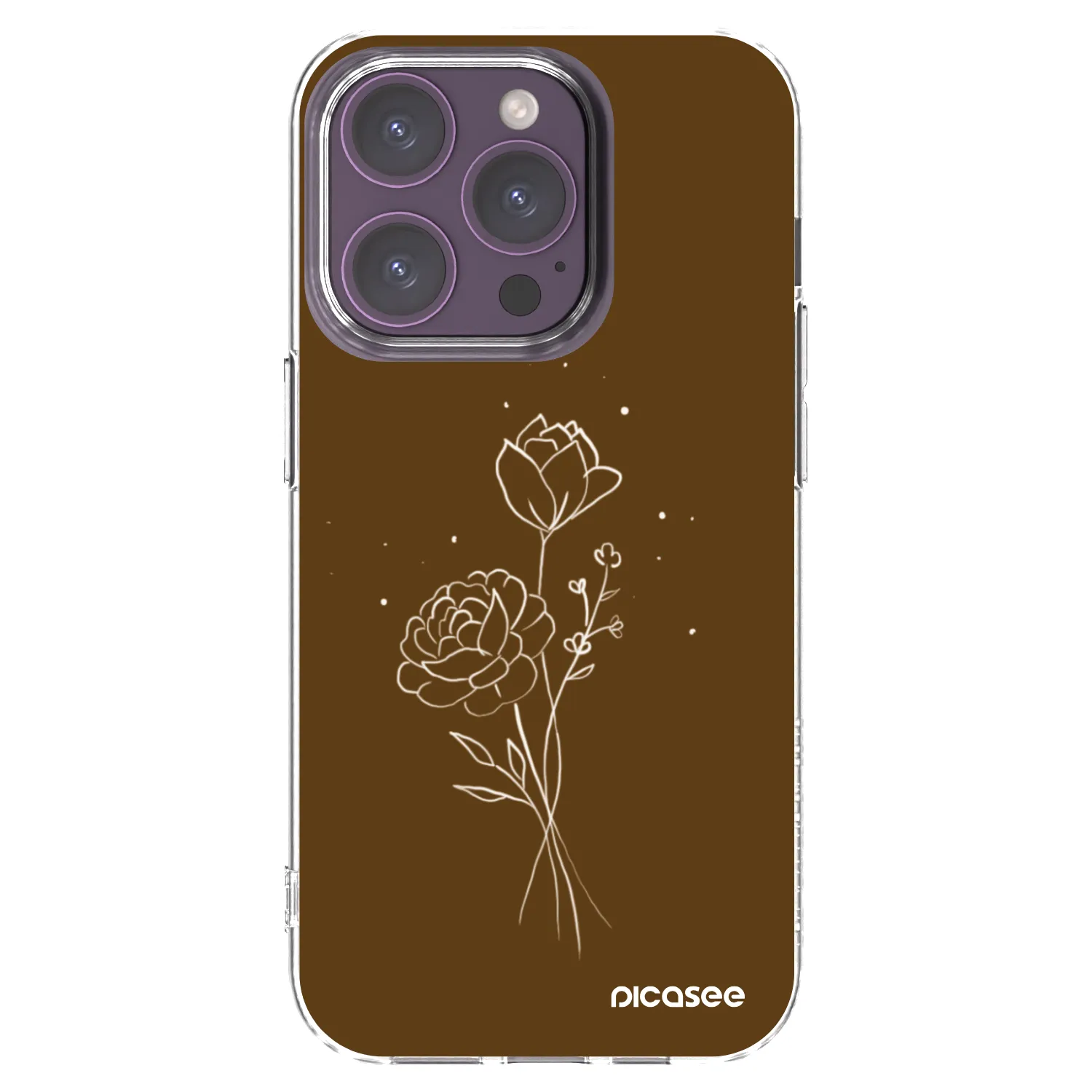 Picasee Apple iPhone 14 Pro Hülle - Transparentes Silikon - Brown flowers