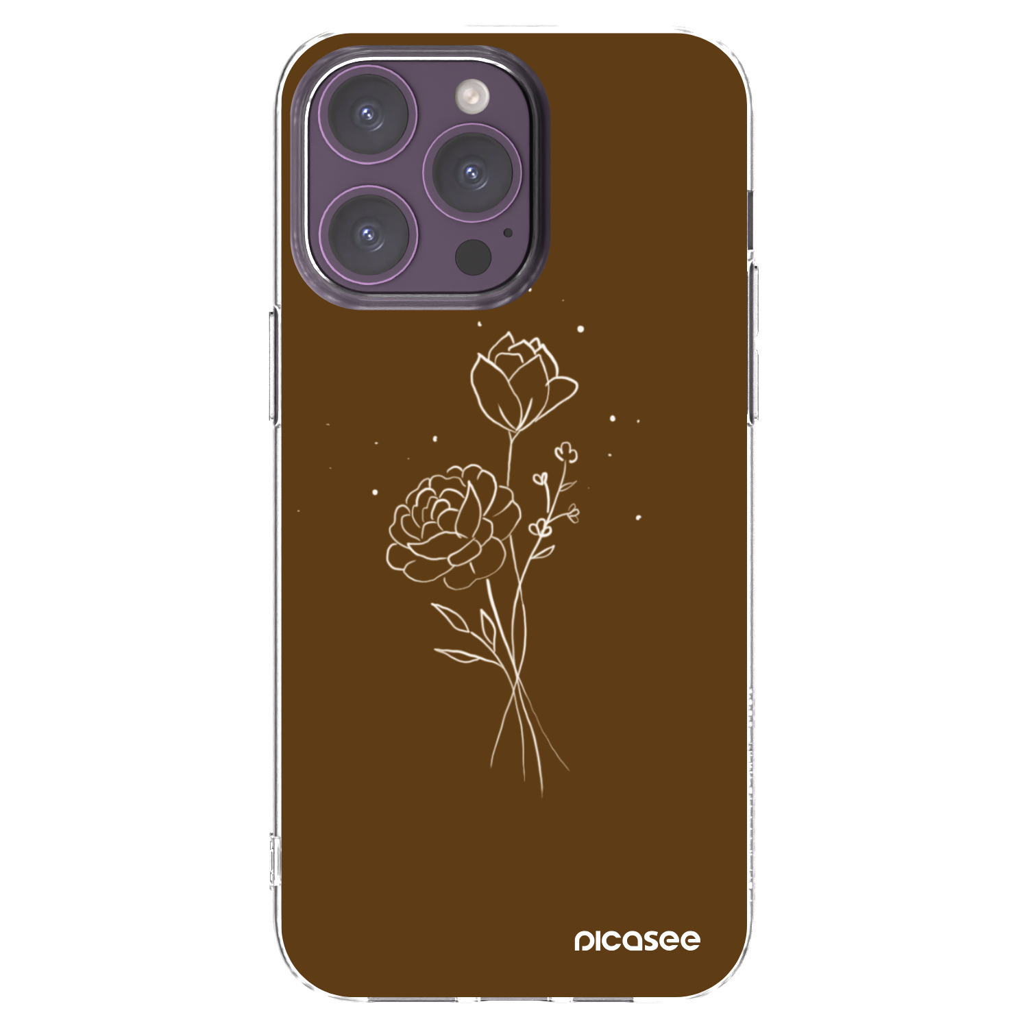 Picasee Apple iPhone 14 Pro Max Hülle - Transparentes Silikon - Brown flowers