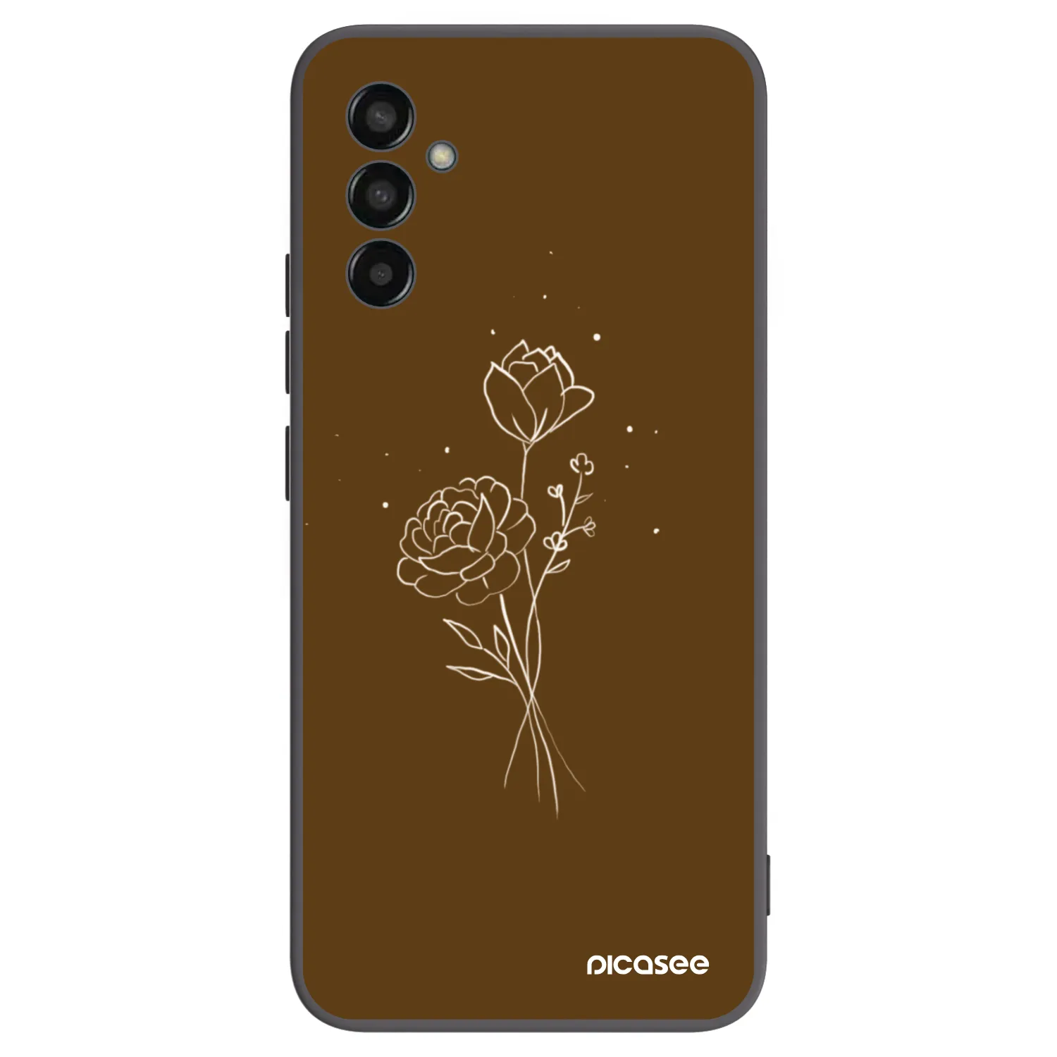 Picasee Samsung Galaxy M13 M135F Hülle - Schwarzes Silikon - Brown flowers