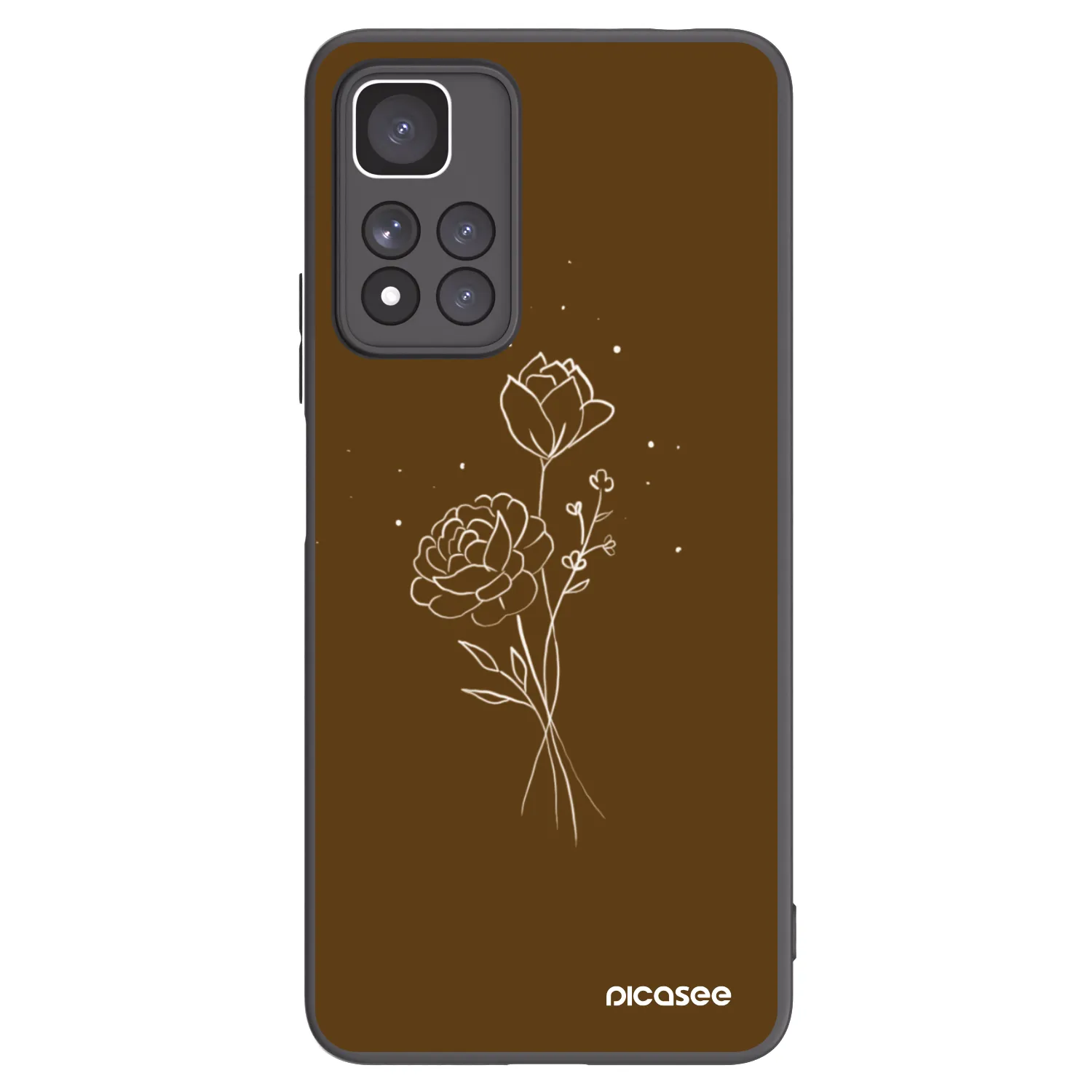 Picasee Xiaomi Redmi Note 11 Pro+ 5G Hülle - Schwarzes Silikon - Brown flowers