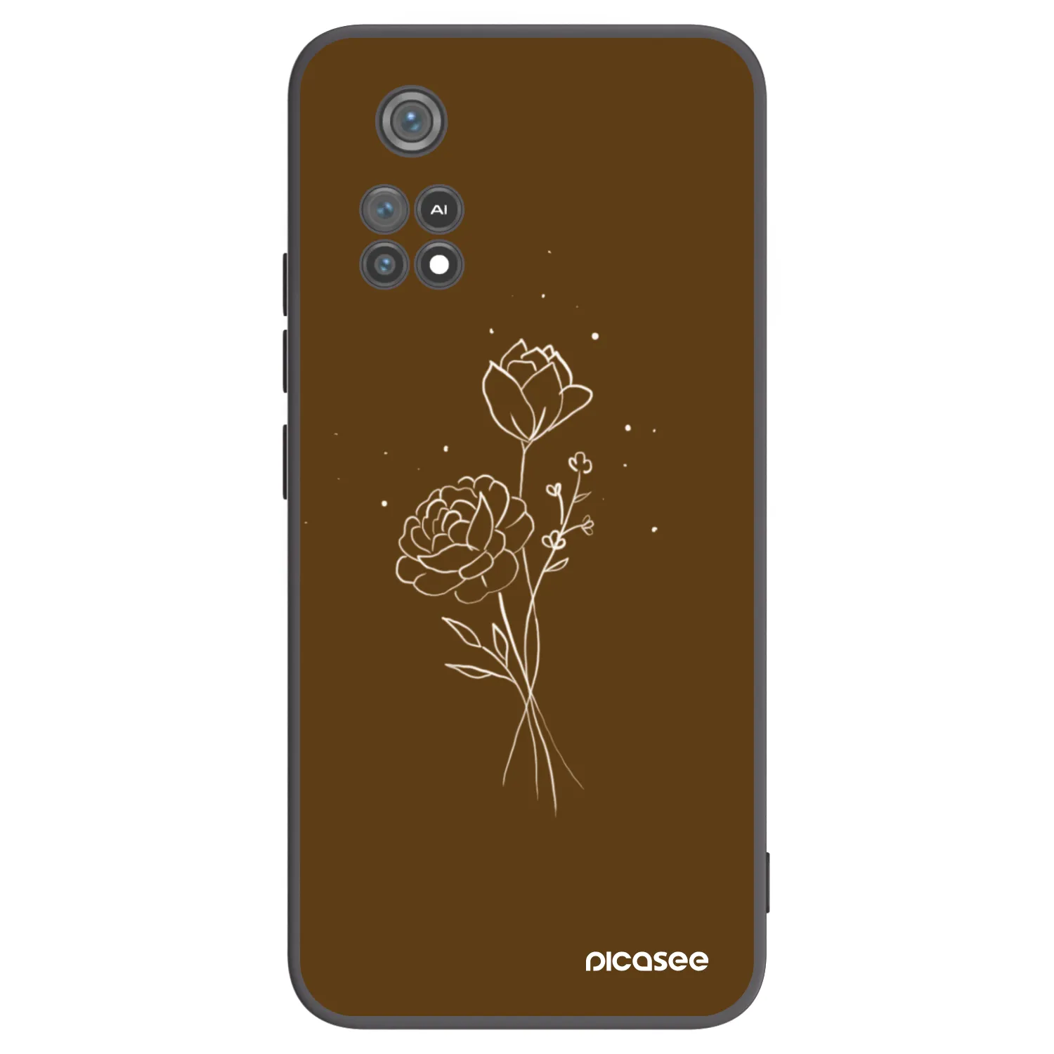 Picasee Xiaomi Poco M4 Pro Hülle - Schwarzes Silikon - Brown flowers