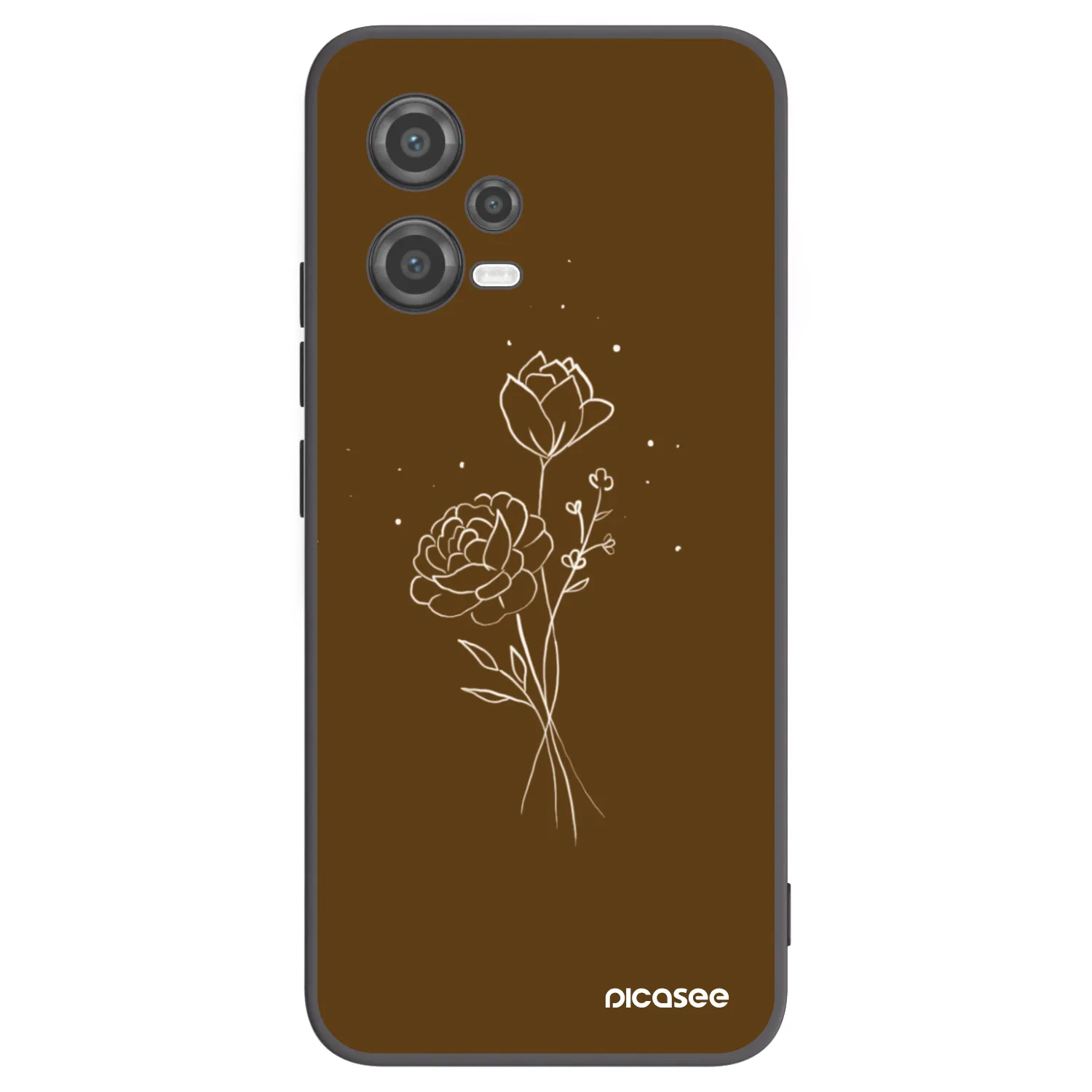 Picasee Xiaomi Poco X5 Hülle - Schwarzes Silikon - Brown flowers