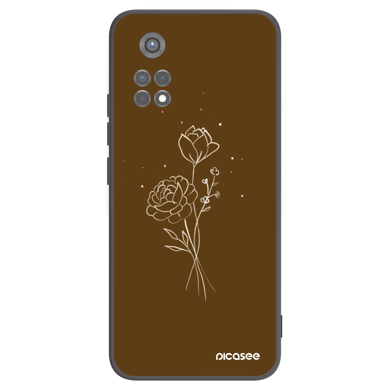 Picasee Xiaomi Redmi Note 11S 5G Hülle - Schwarzes Silikon - Brown flowers