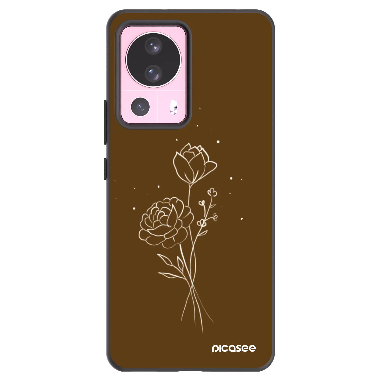 Picasee Xiaomi 13 Lite Hülle - Schwarzes Silikon - Brown flowers