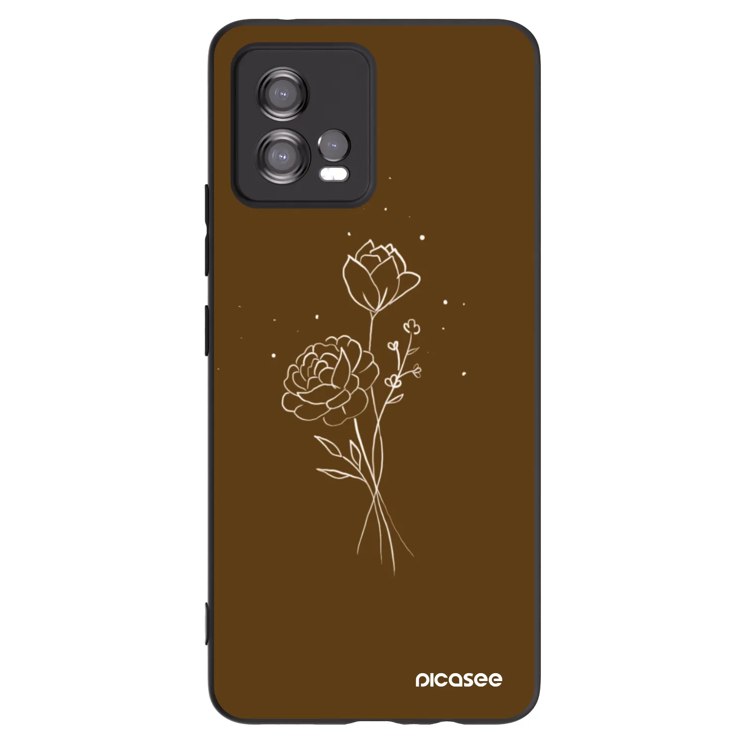 Picasee Motorola Moto G72 Hülle - Schwarzes Silikon - Brown flowers