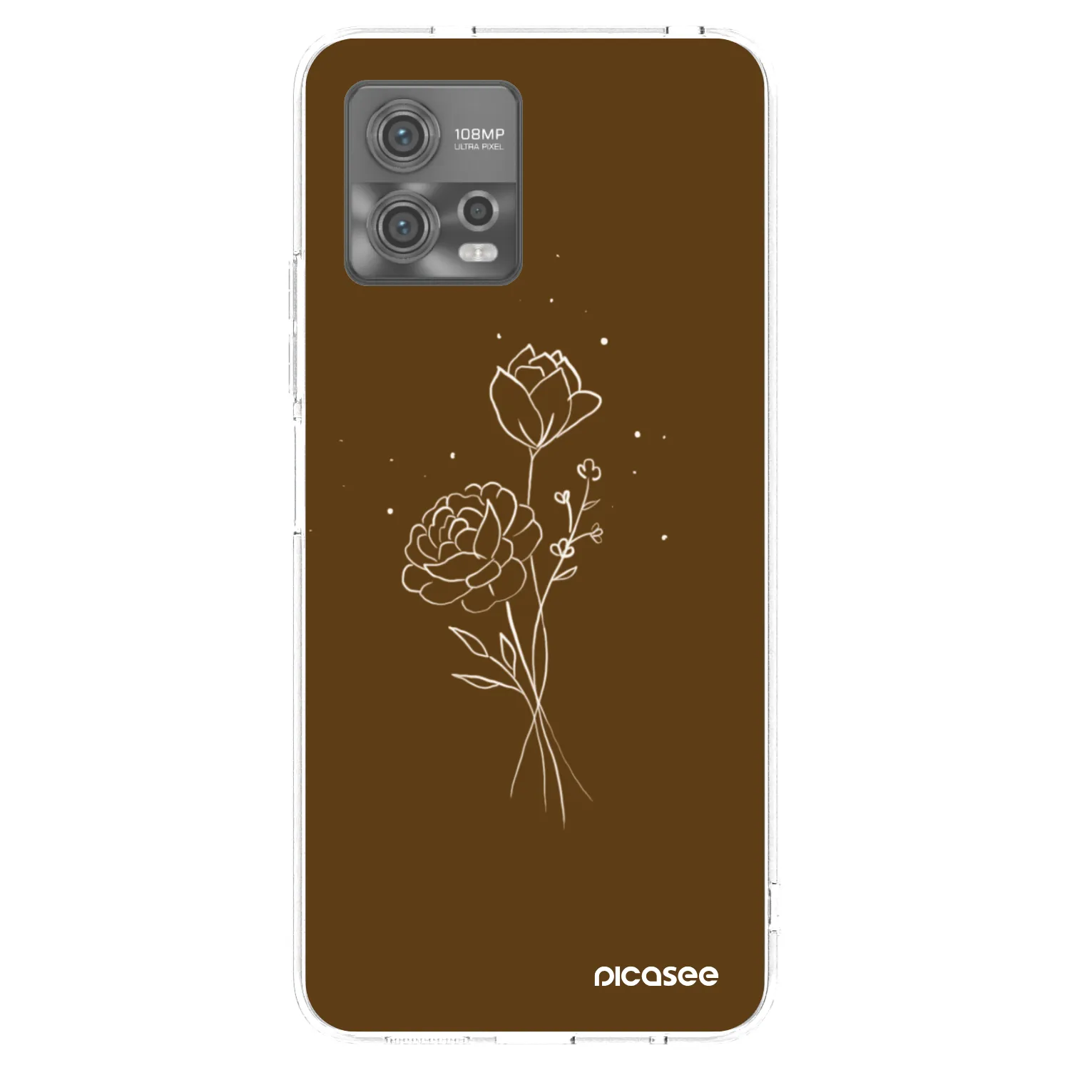 Picasee Motorola Moto G72 Hülle - Transparentes Silikon - Brown flowers