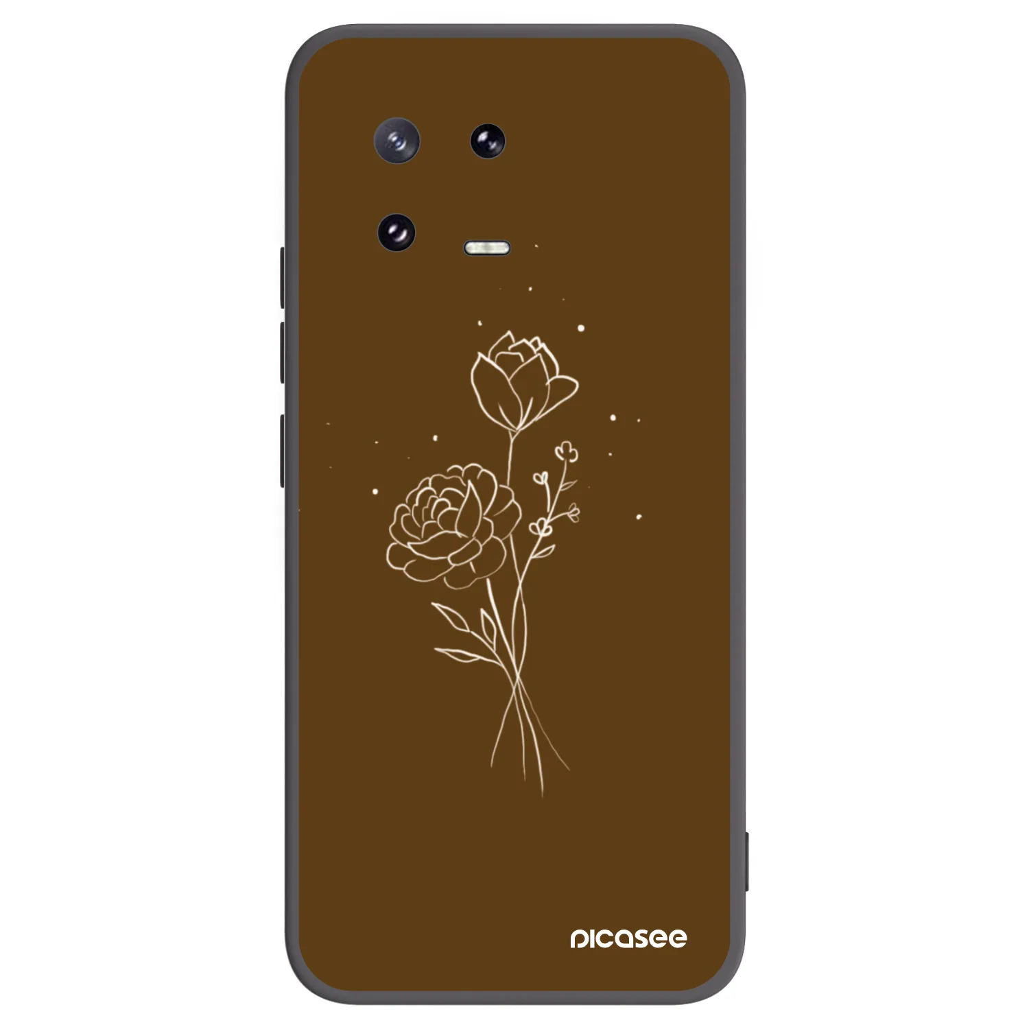 Picasee Xiaomi 13 Pro Hülle - Schwarzes Silikon - Brown flowers