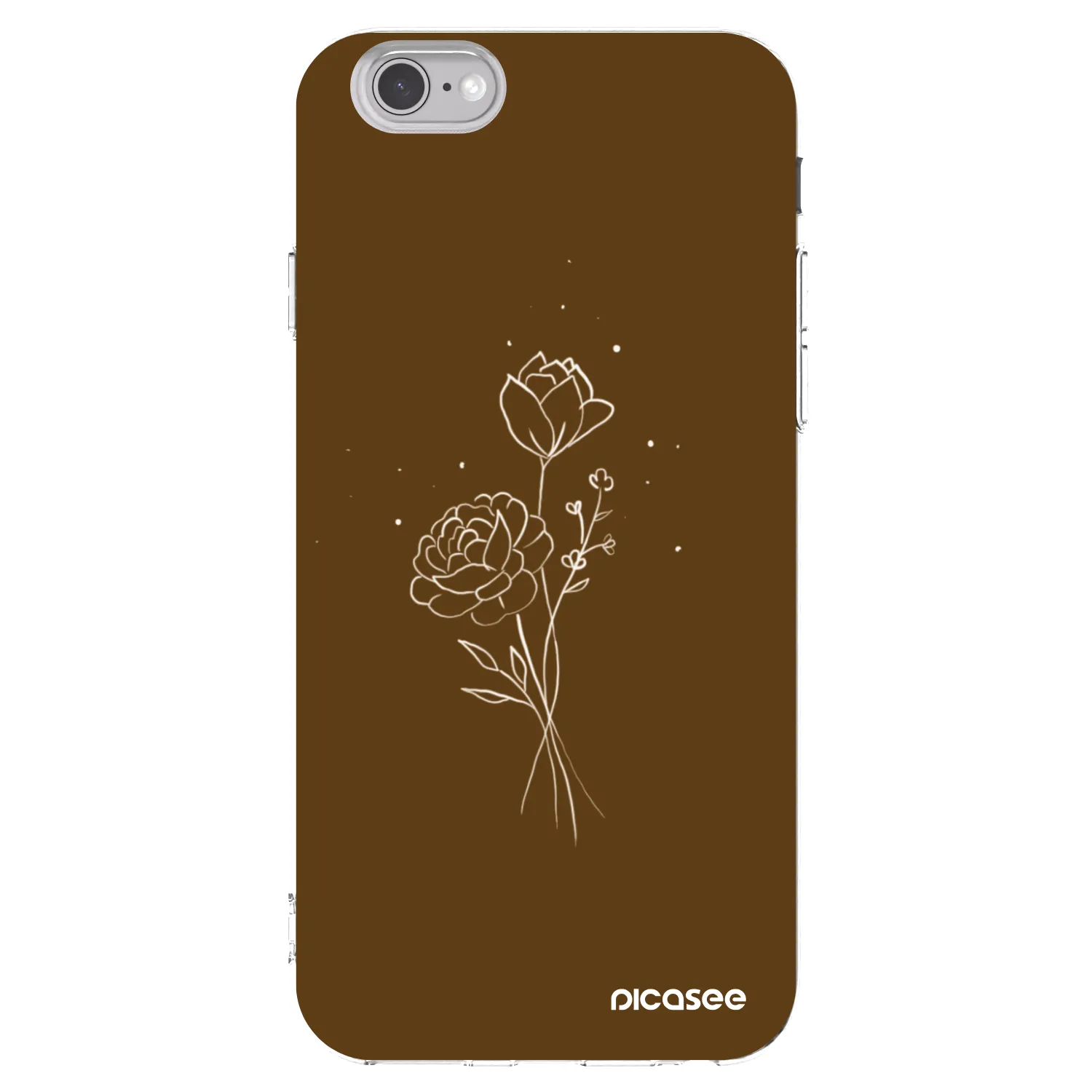 Picasee Apple iPhone 6/6S Hülle - Transparentes Silikon - Brown flowers