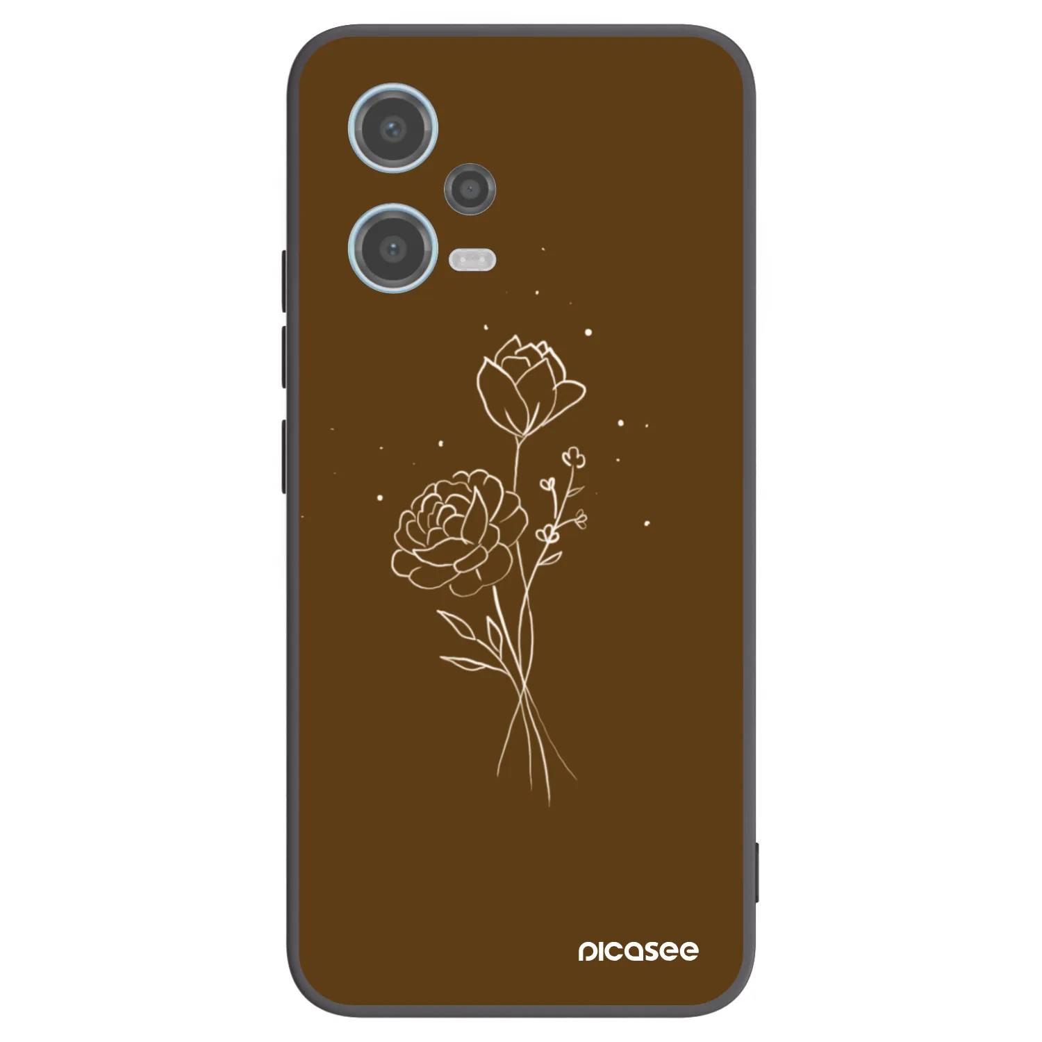 Picasee Xiaomi Redmi Note 12 5G Hülle - Schwarzes Silikon - Brown flowers
