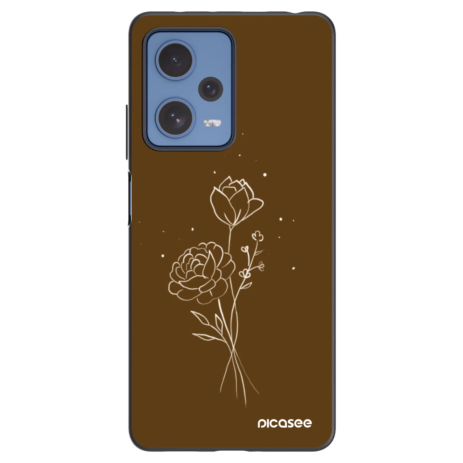 Picasee Xiaomi Redmi Note 12 Pro 5G Hülle - Schwarzes Silikon - Brown flowers