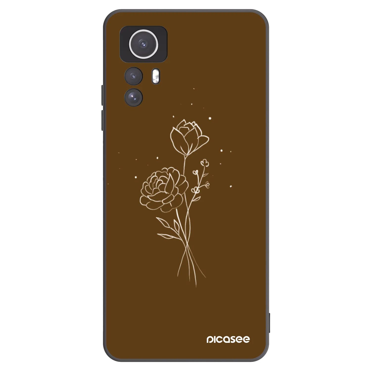 Picasee Xiaomi Redmi Note 12S Hülle - Schwarzes Silikon - Brown flowers
