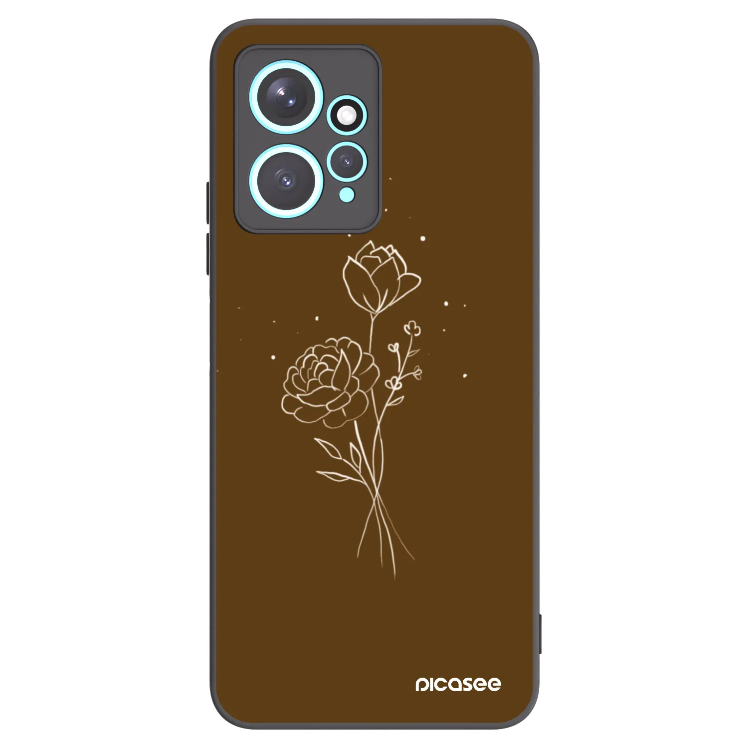 Picasee Xiaomi Redmi Note 12 4G Hülle - Schwarzes Silikon - Brown flowers
