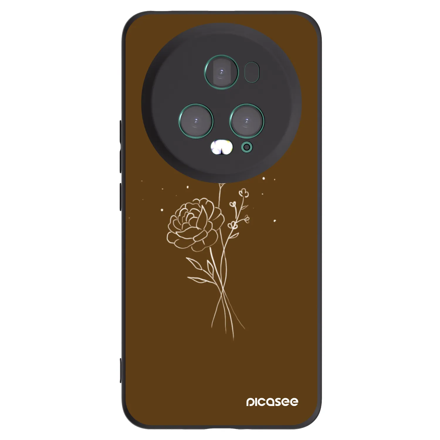 Picasee Honor Magic5 Pro Hülle - Schwarzes Silikon - Brown flowers
