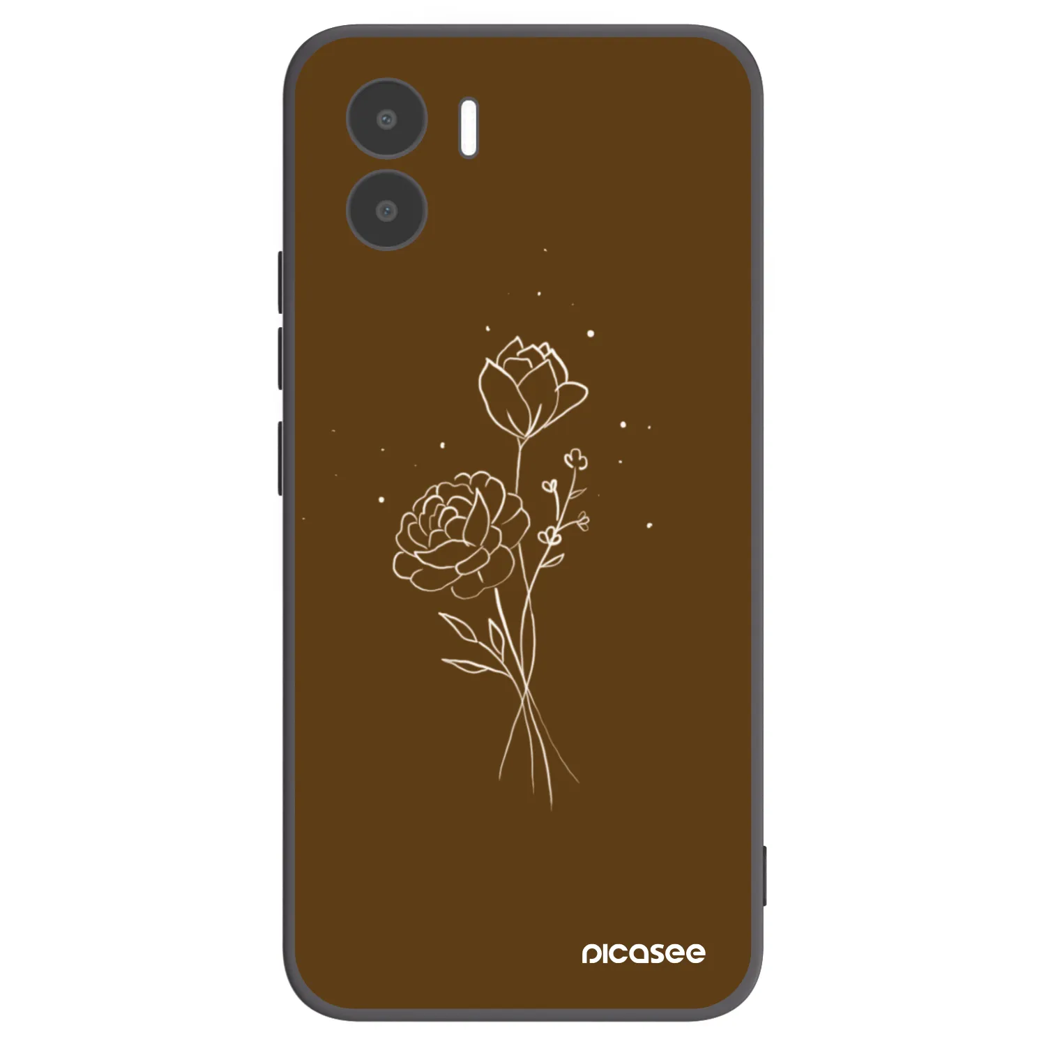 Picasee Xiaomi Redmi A2 Hülle - Schwarzes Silikon - Brown flowers