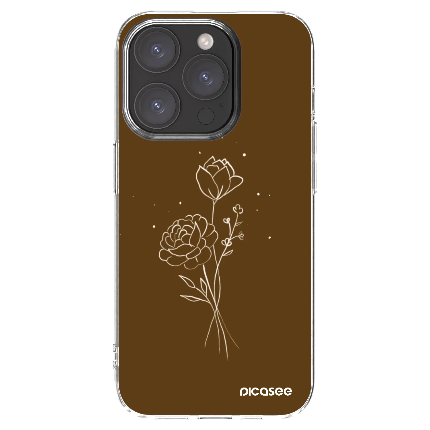Picasee Apple iPhone 15 Pro Hülle - Transparentes Silikon - Brown flowers
